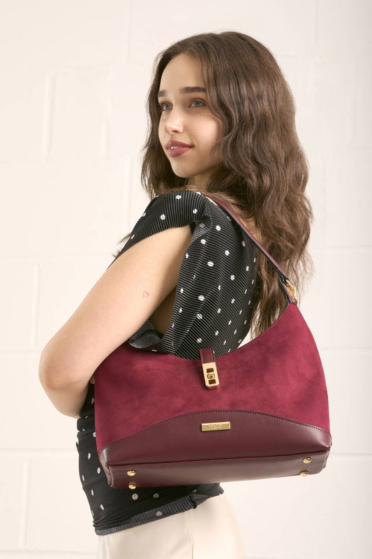 FINEST SUEDE TRIM HOBO BAG