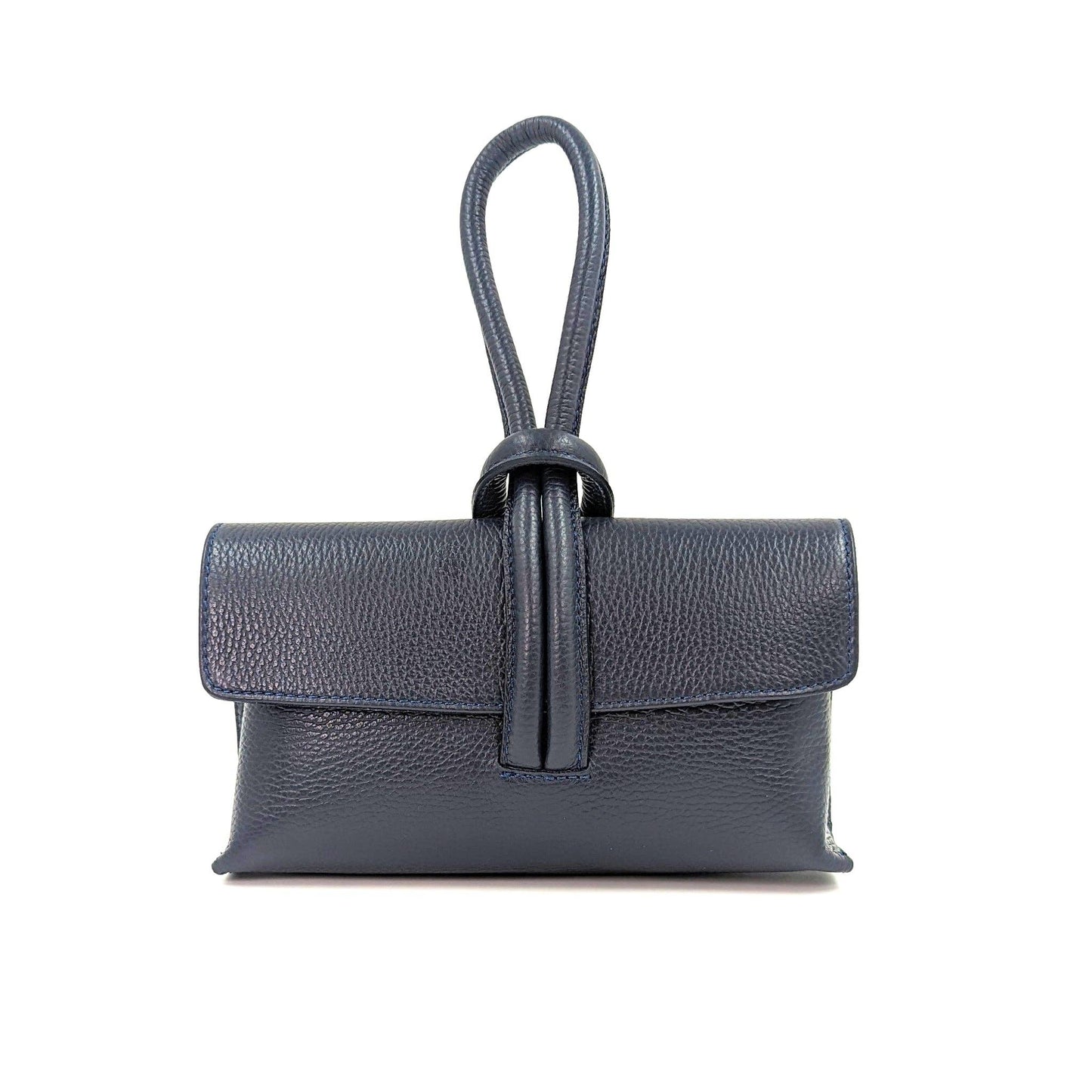 Chic leather clutch bag with pull through loop strap