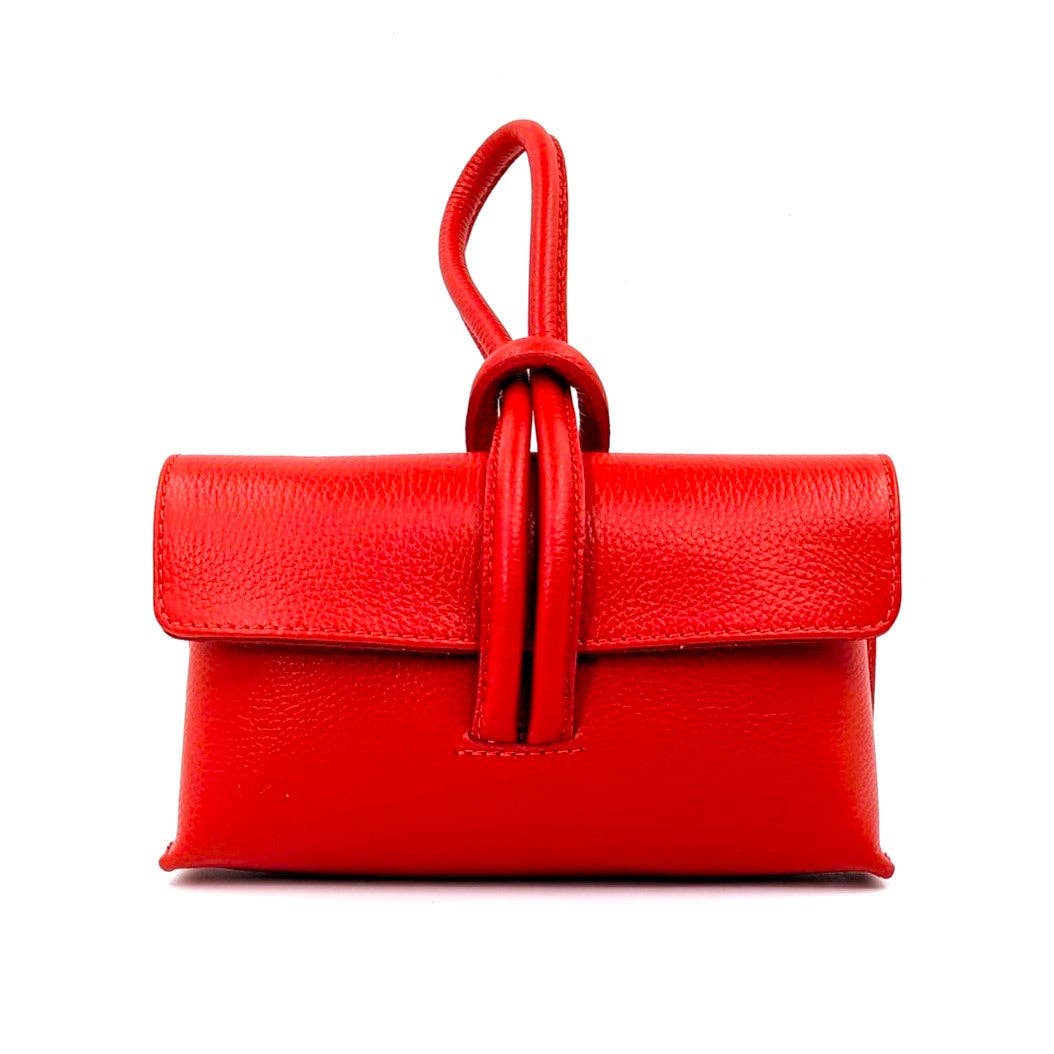 Chic leather clutch bag with pull through loop strap