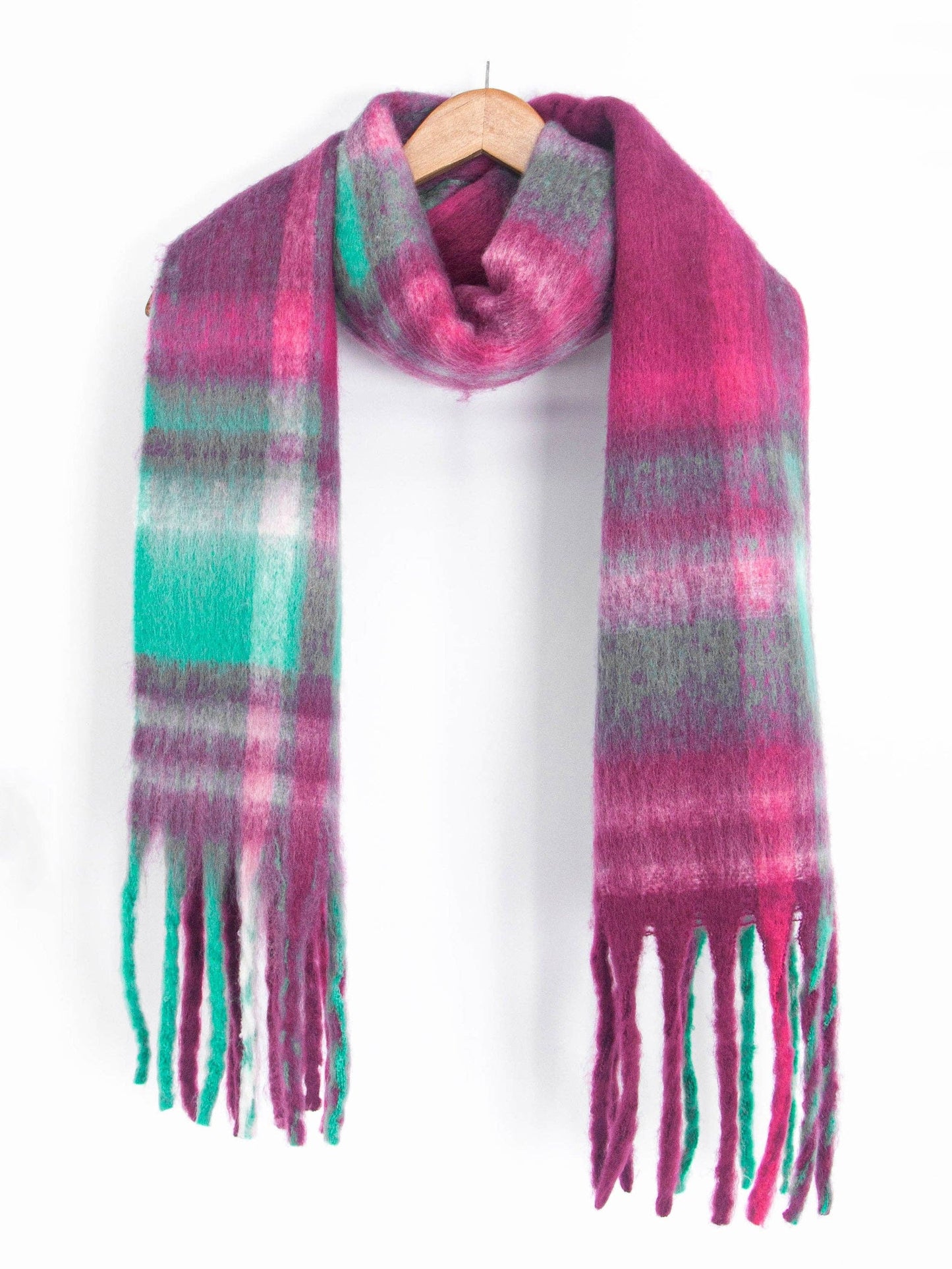 Amy Heavyweight Scarf - Raspberry, Traditional Check - Pursenalities_uk
