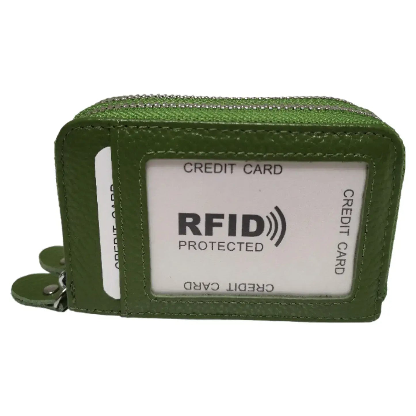 RFID Real Leather Double Zip Card Holder Coin Purse -1904