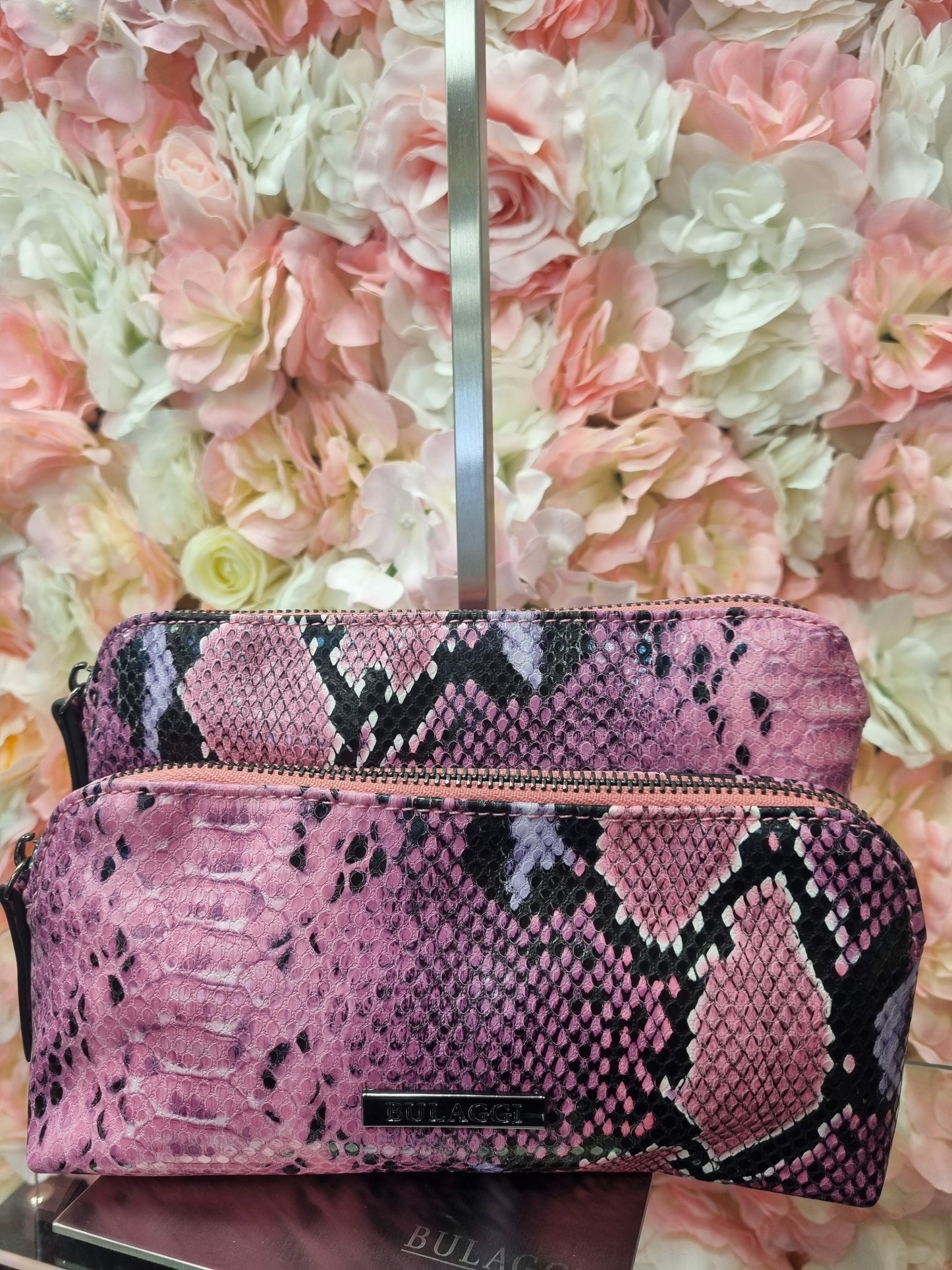 Bulaggi  Hot pink snakeskin print belt bag