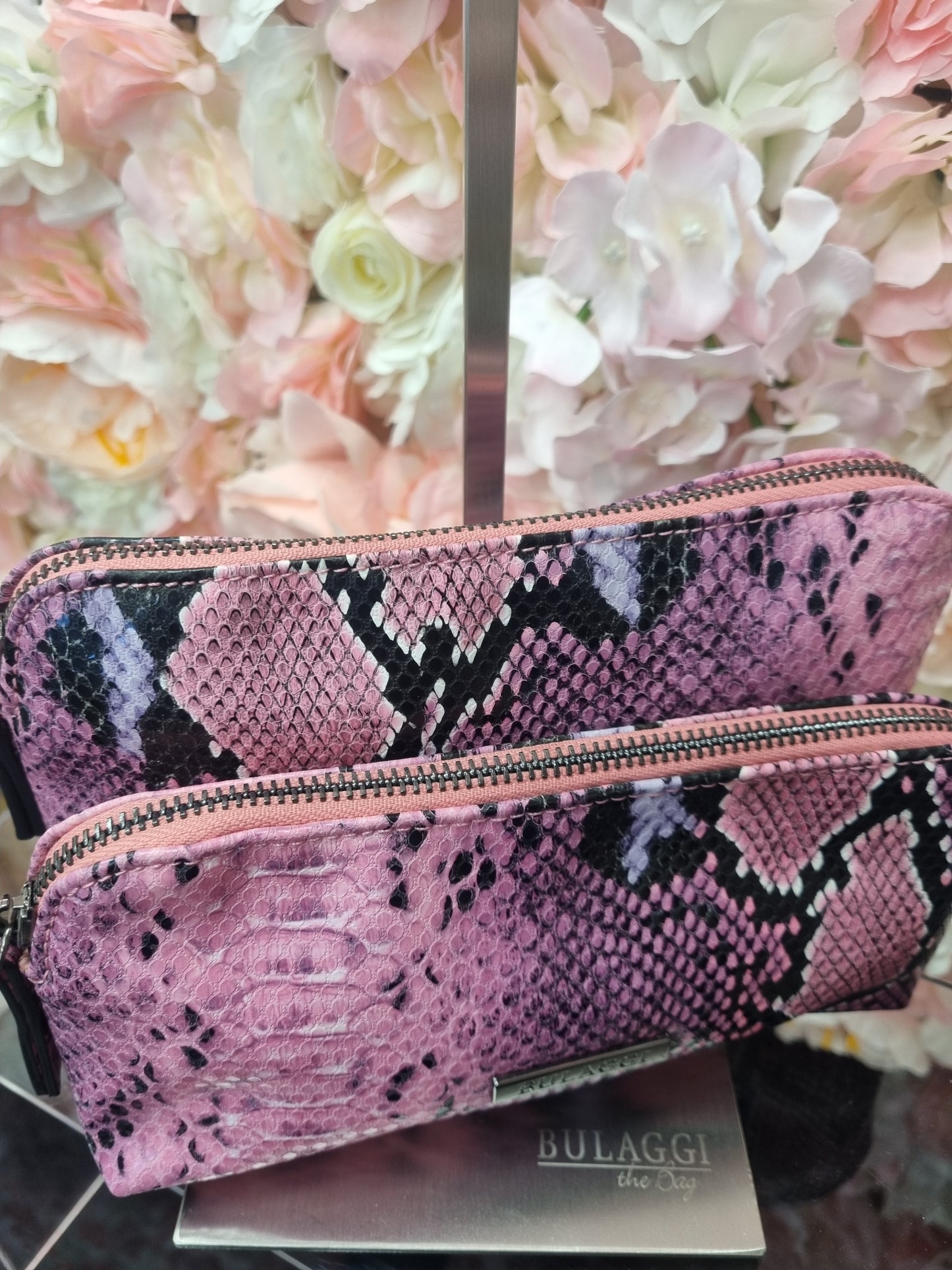 Bulaggi  Hot pink snakeskin print belt bag