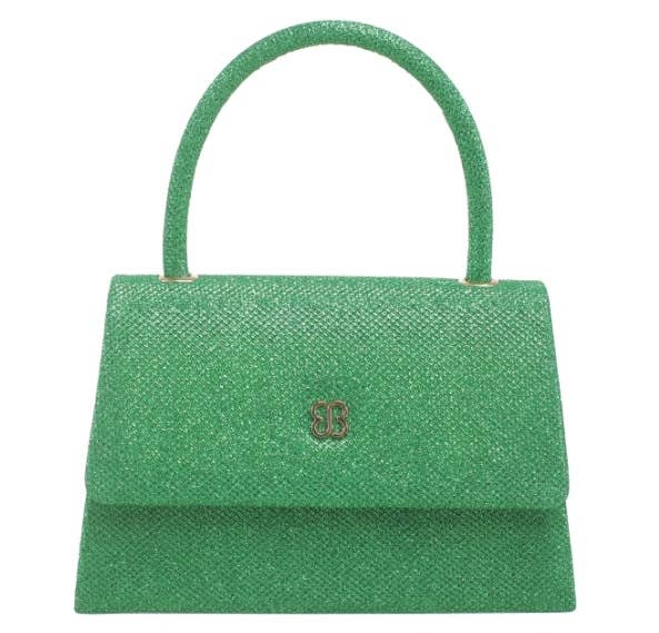 GLITTER TOP HANDLE FLAP OVER CLUTCH BAG