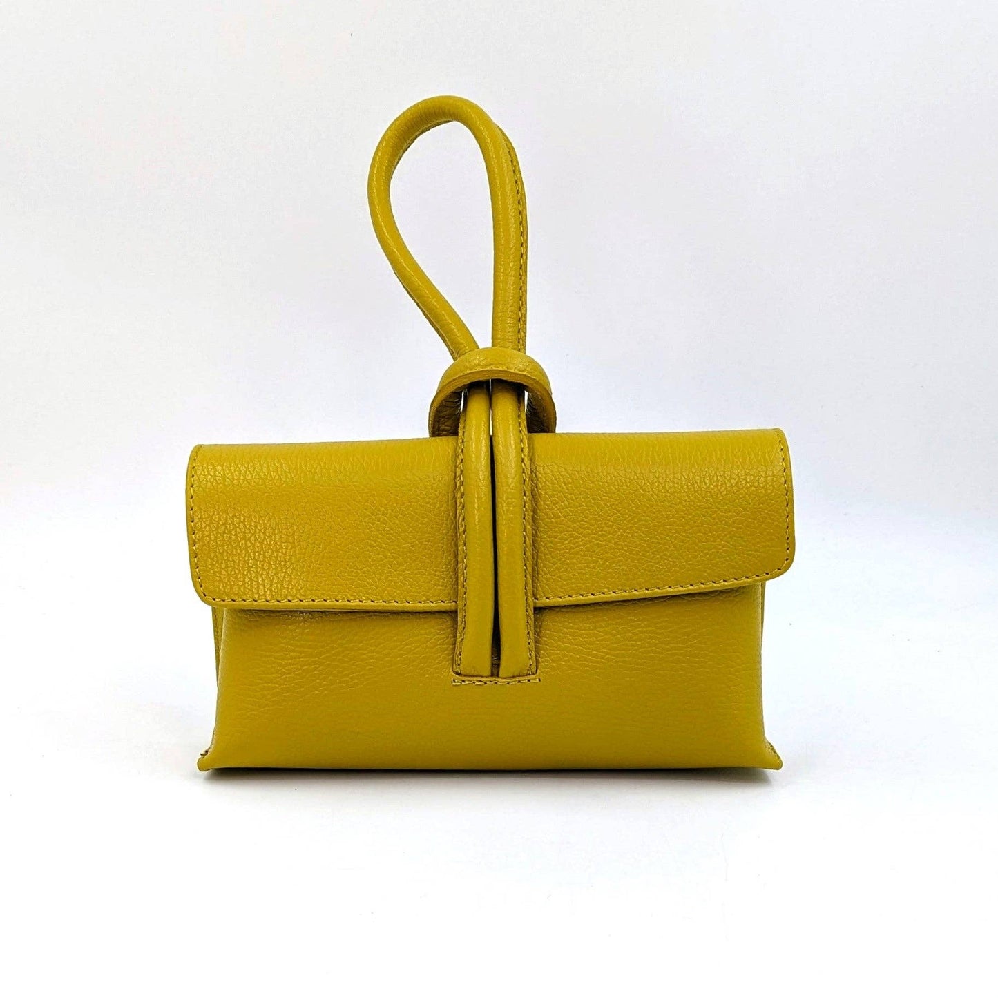 Chic leather clutch bag with pull through loop strap