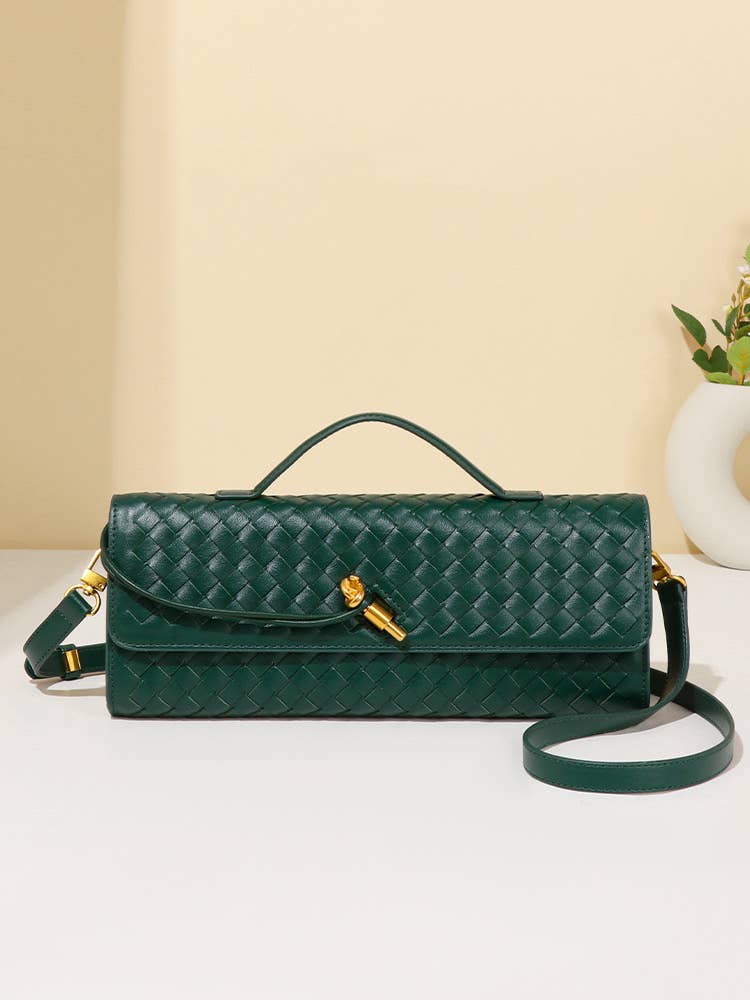 Woven Clutch with Gold Hardware B1893