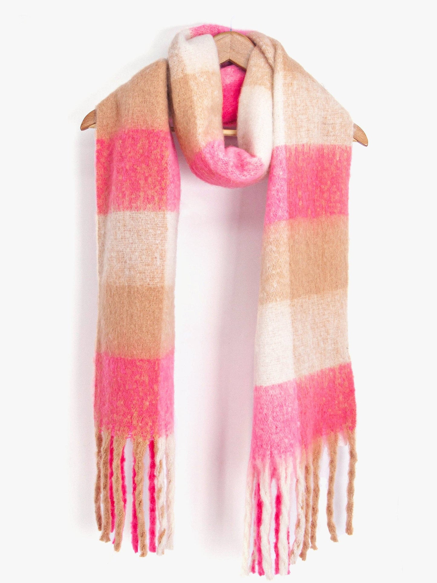 Allie Heavyweight Scarf - Pink, Square Colour Block - Pursenalities_uk