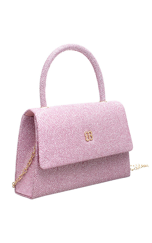 GLITTER TOP HANDLE FLAP OVER CLUTCH BAG