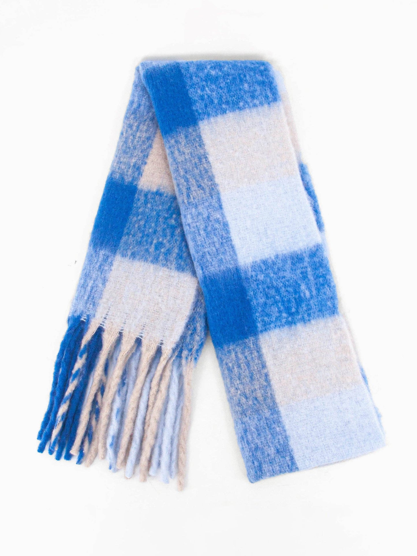 Allie Heavyweight Scarf - Royal Blue, Square Colour Block - Pursenalities_uk
