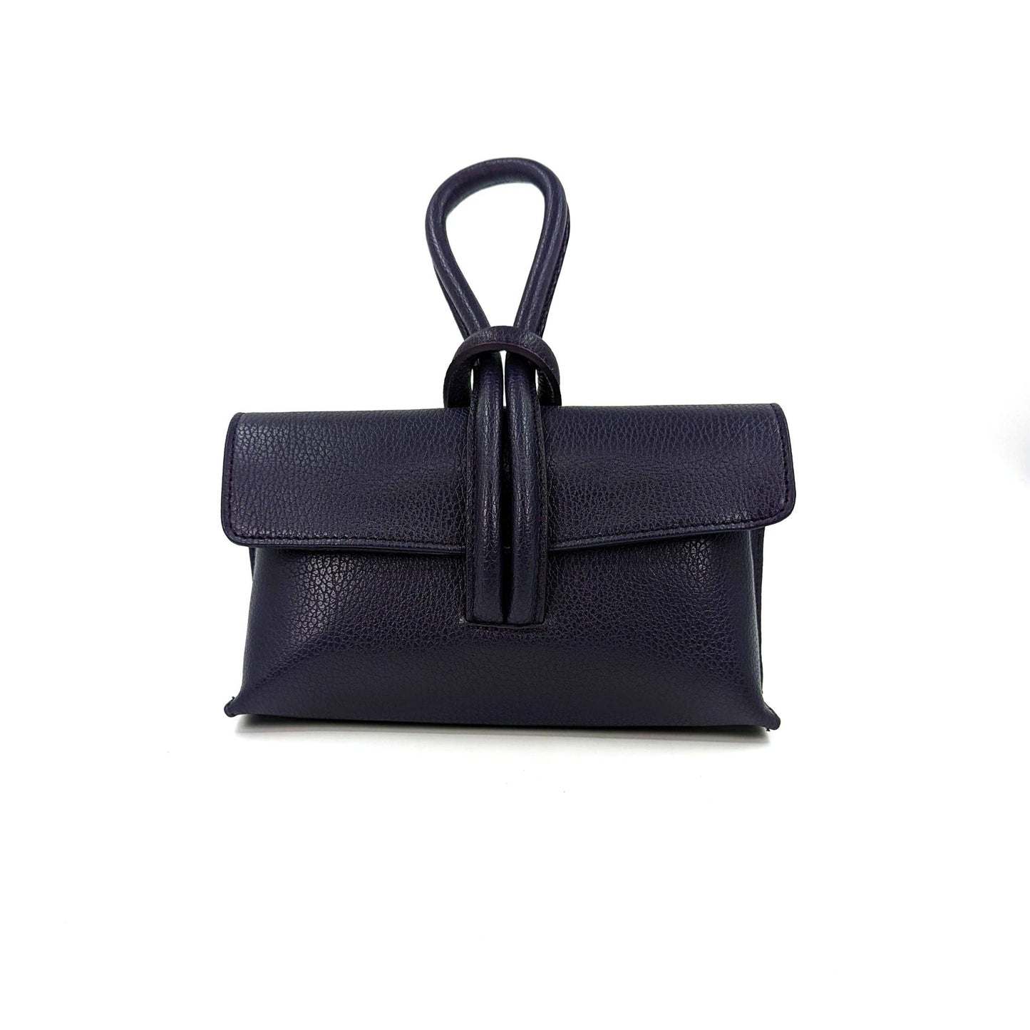Chic leather clutch bag with pull through loop strap
