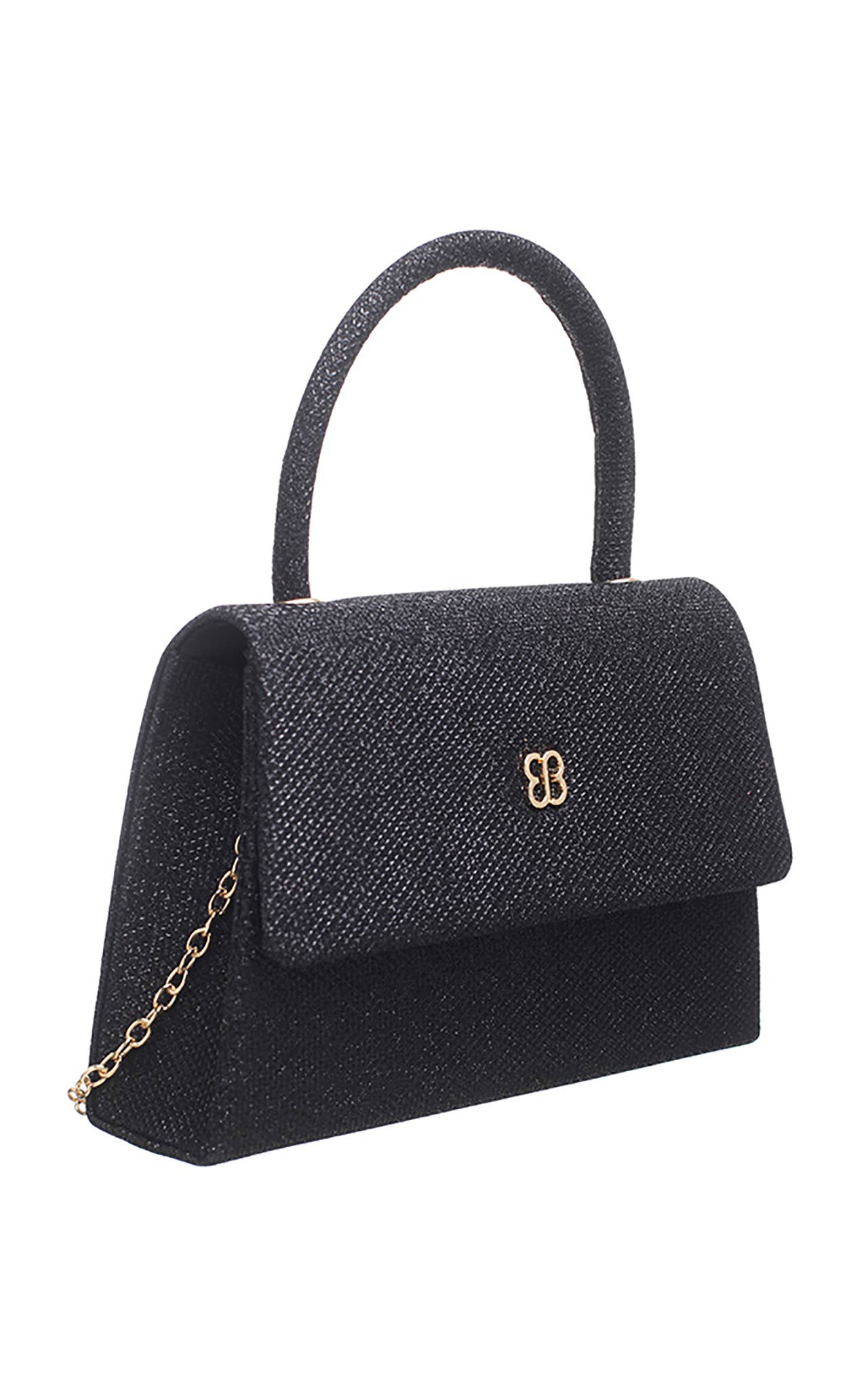GLITTER TOP HANDLE FLAP OVER CLUTCH BAG