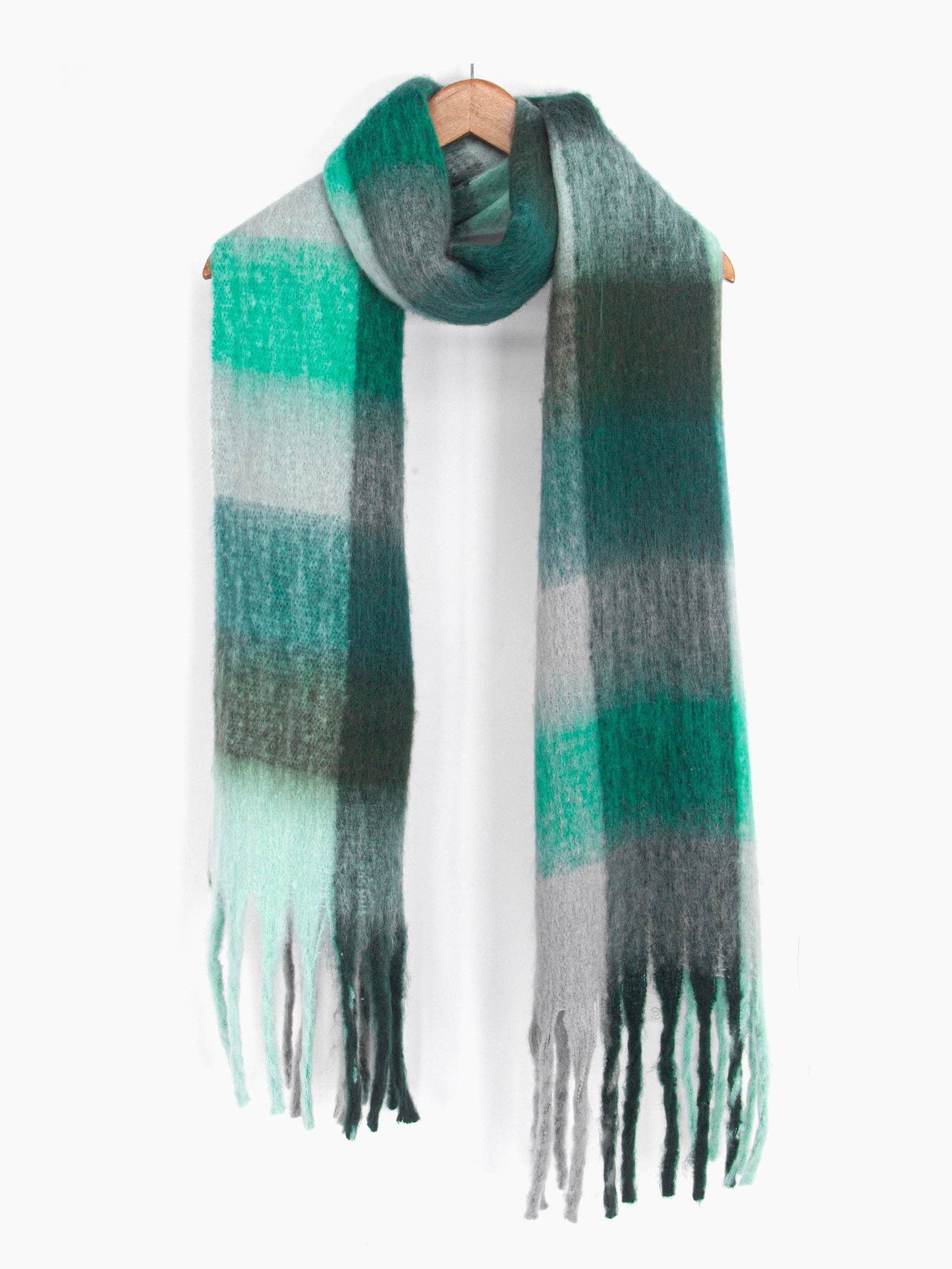 Allie Heavyweight Scarf - Teal, Square Colour Block - Pursenalities_uk