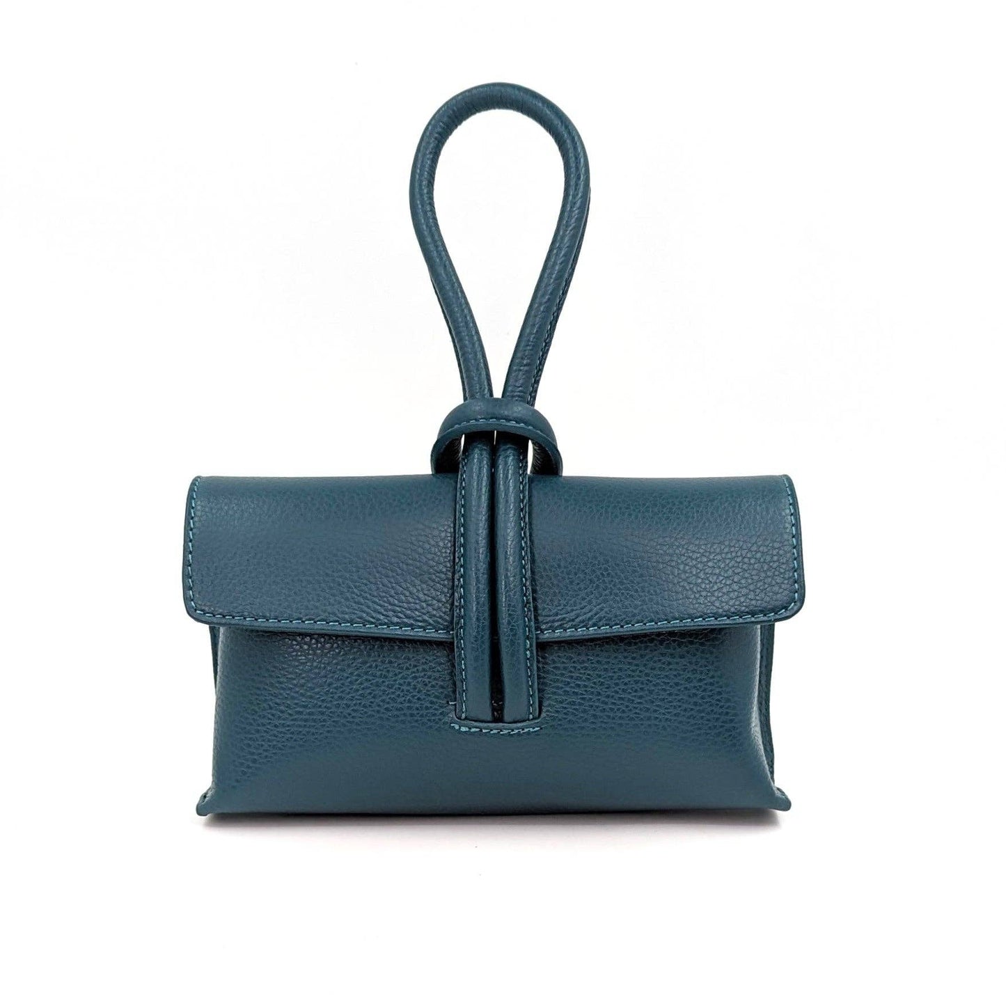 Chic leather clutch bag with pull through loop strap