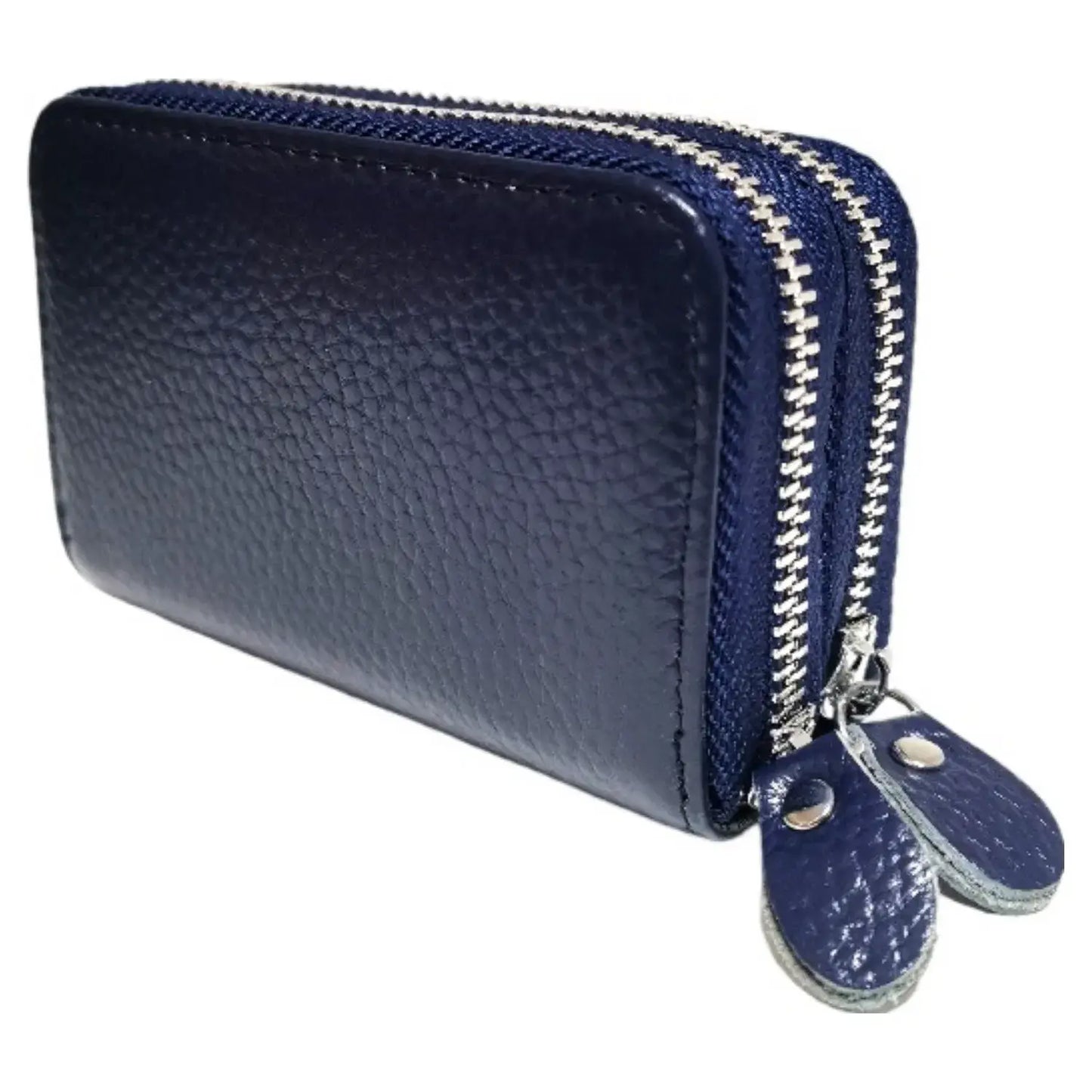 RFID Real Leather Double Zip Card Holder Coin Purse -1904