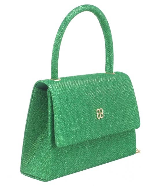 GLITTER TOP HANDLE FLAP OVER CLUTCH BAG