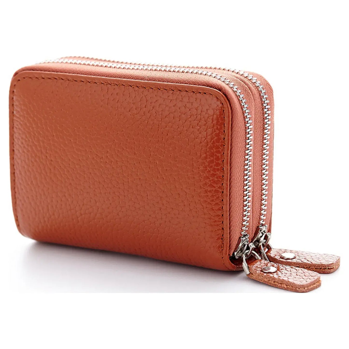RFID Real Leather Double Zip Card Holder Coin Purse -1904