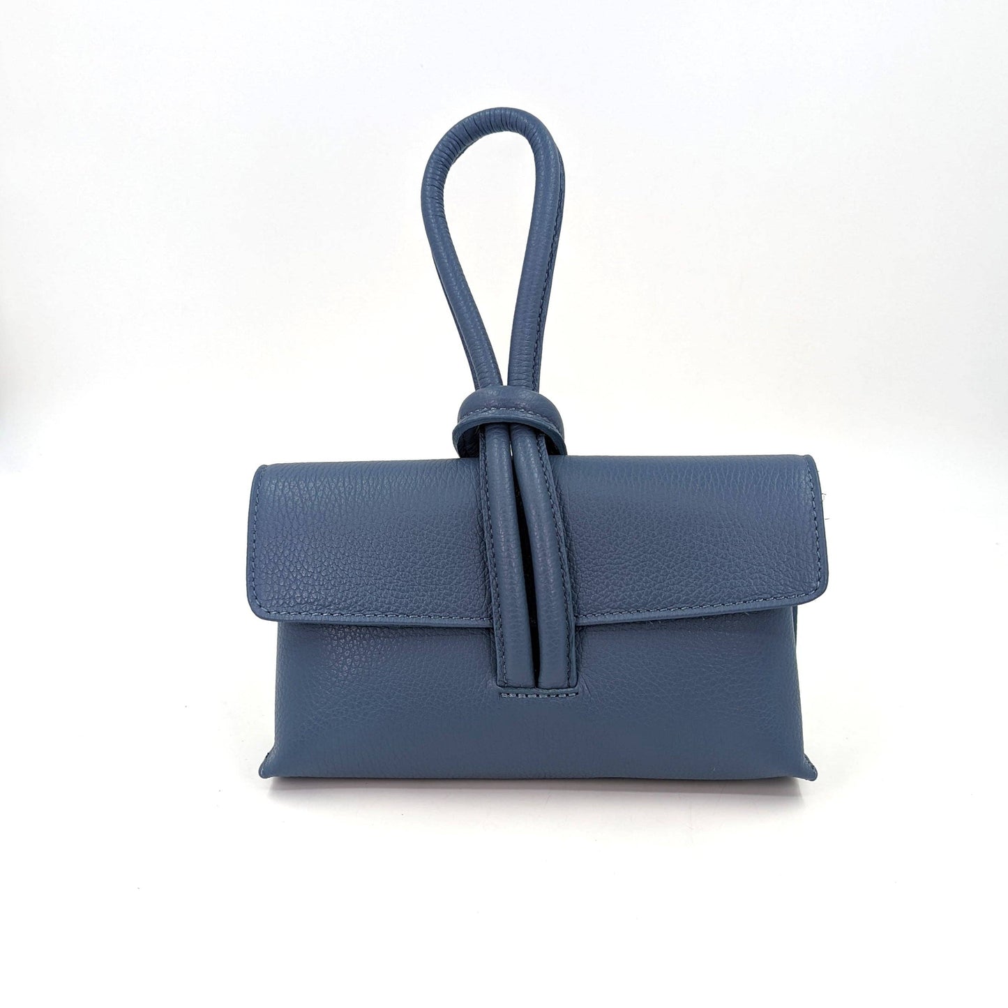 Chic leather clutch bag with pull through loop strap