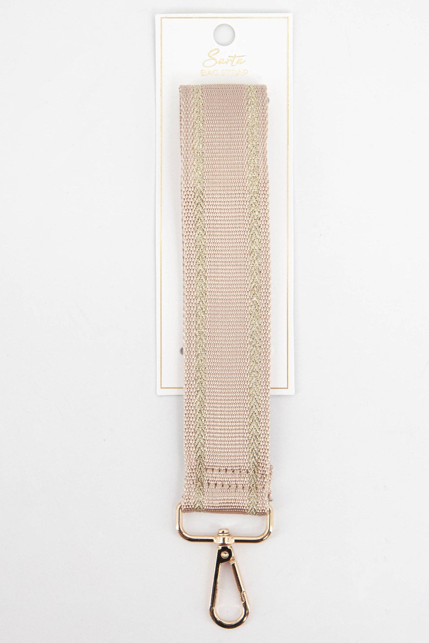 Metallic Border Stripe Plain Wrist Strap in Beige & Gold - Pursenalities_uk