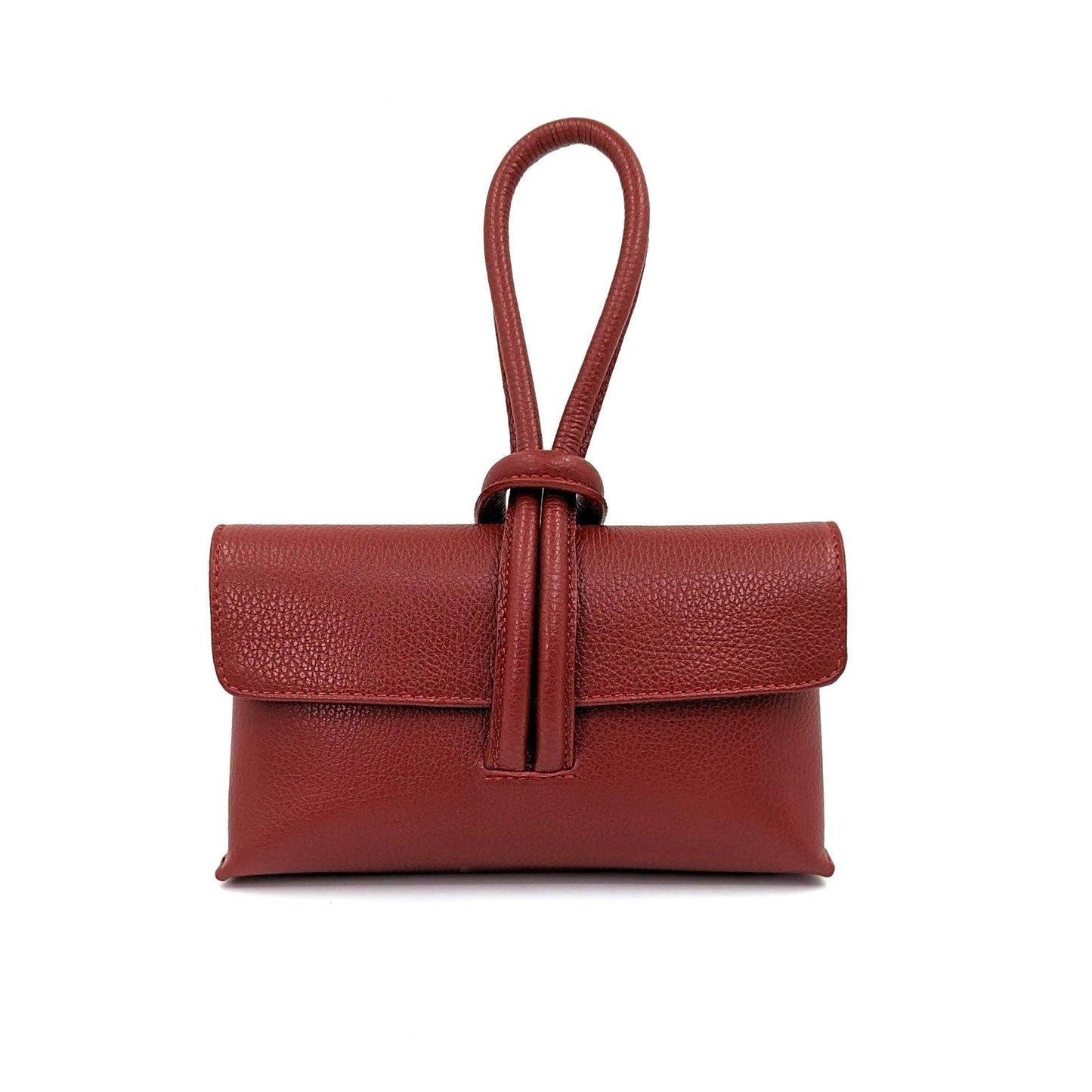 Chic leather clutch bag with pull through loop strap