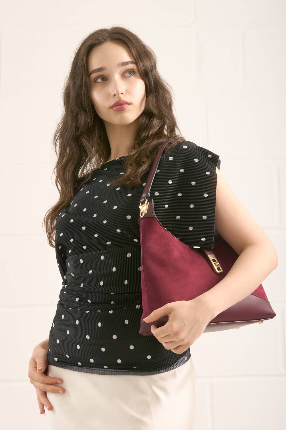 FINEST SUEDE TRIM HOBO BAG