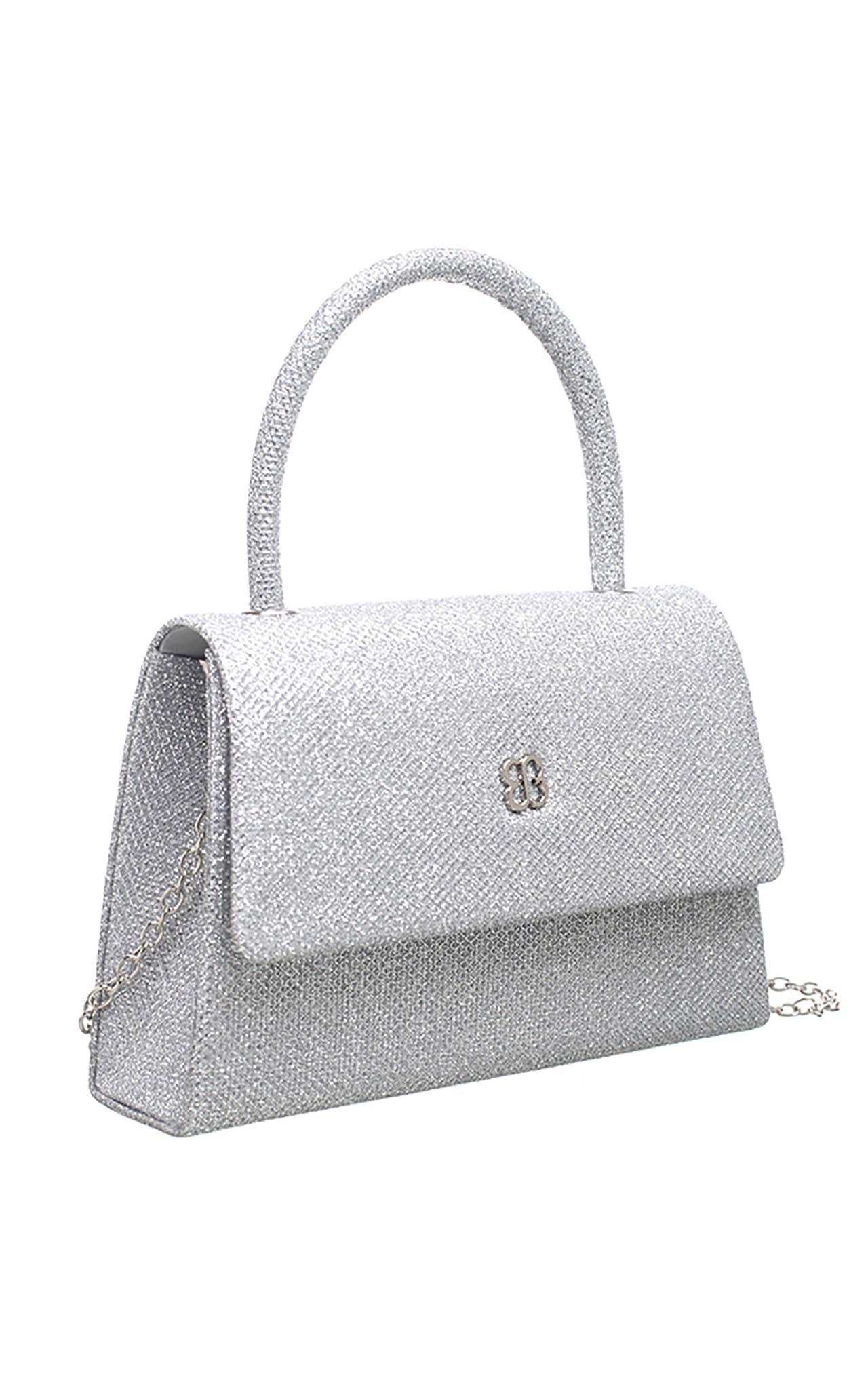 GLITTER TOP HANDLE FLAP OVER CLUTCH BAG