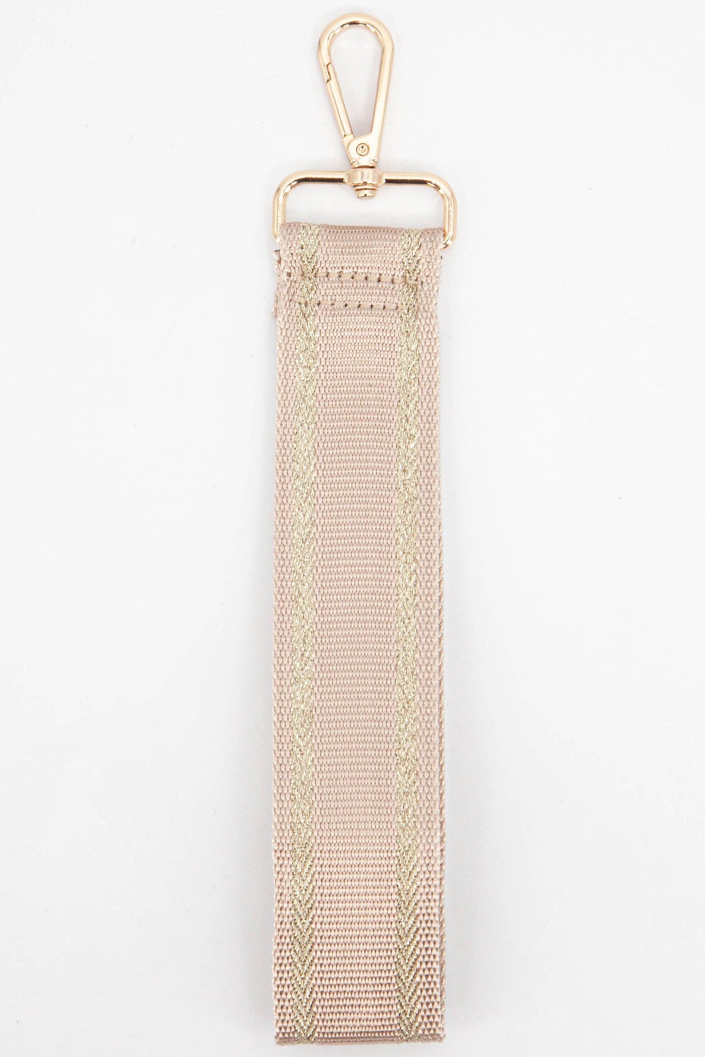 Metallic Border Stripe Plain Wrist Strap in Beige & Gold - Pursenalities_uk