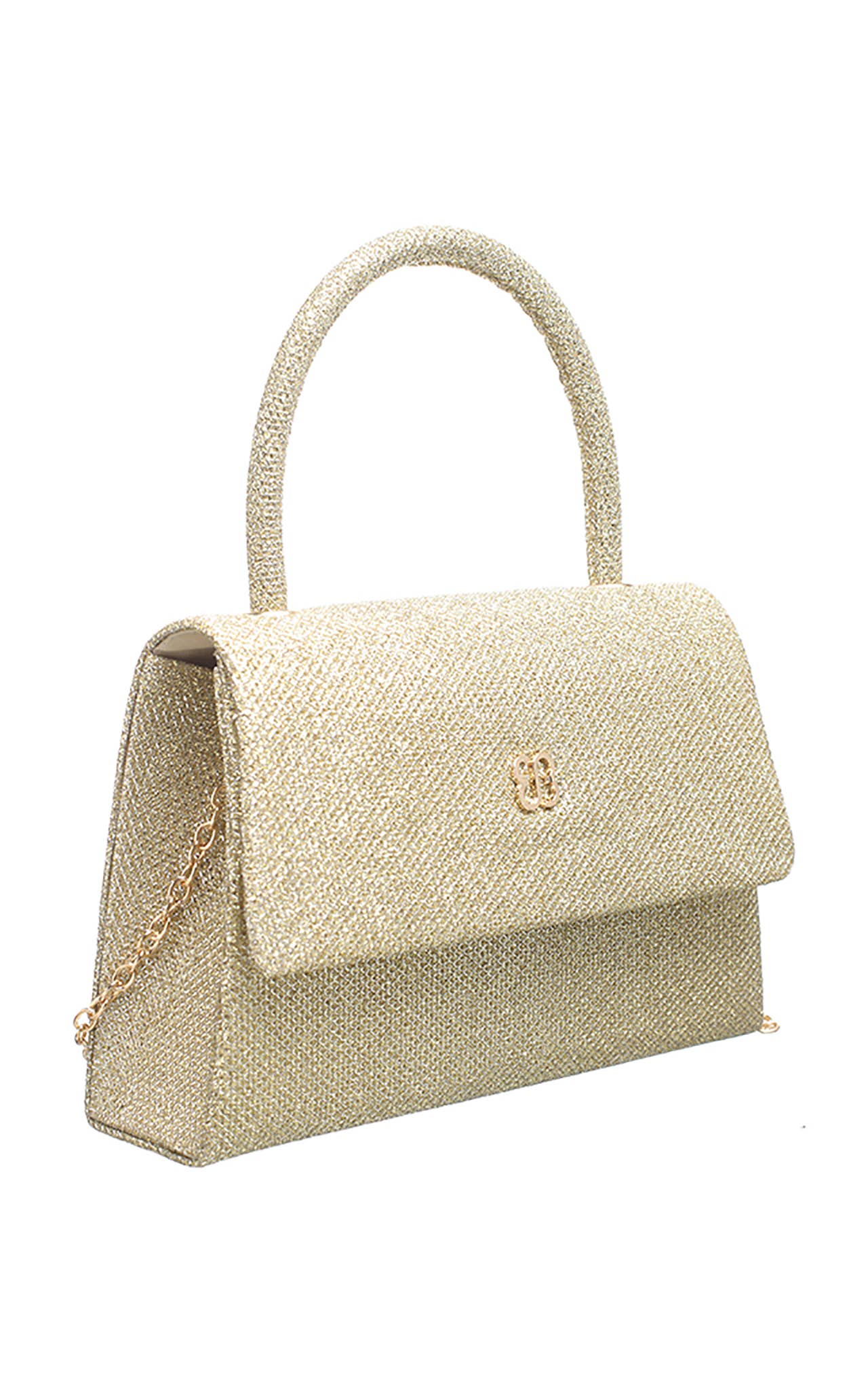 GLITTER TOP HANDLE FLAP OVER CLUTCH BAG