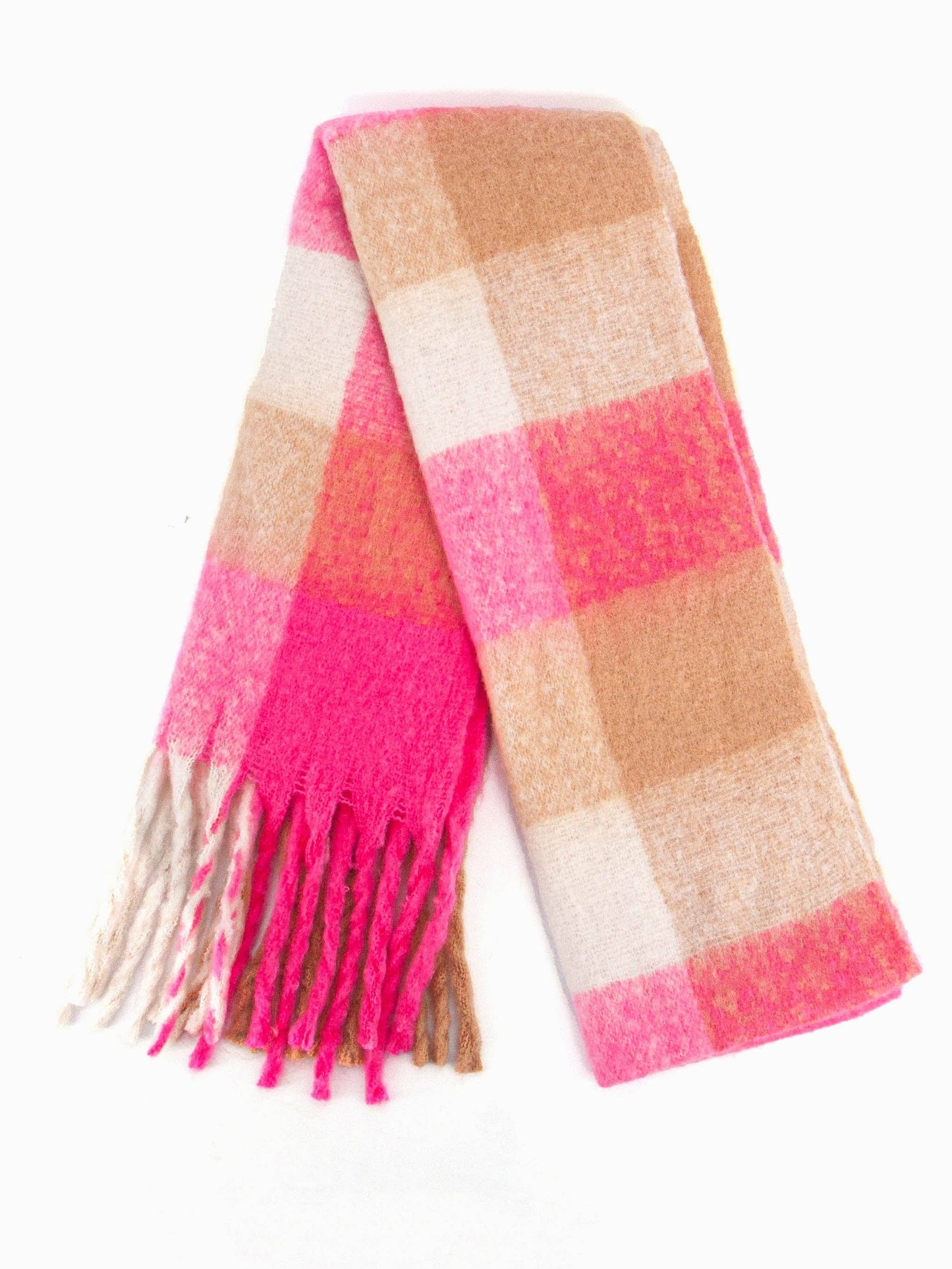 Allie Heavyweight Scarf - Pink, Square Colour Block - Pursenalities_uk