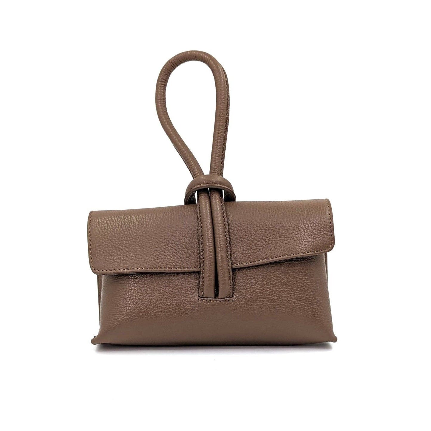 Chic leather clutch bag with pull through loop strap