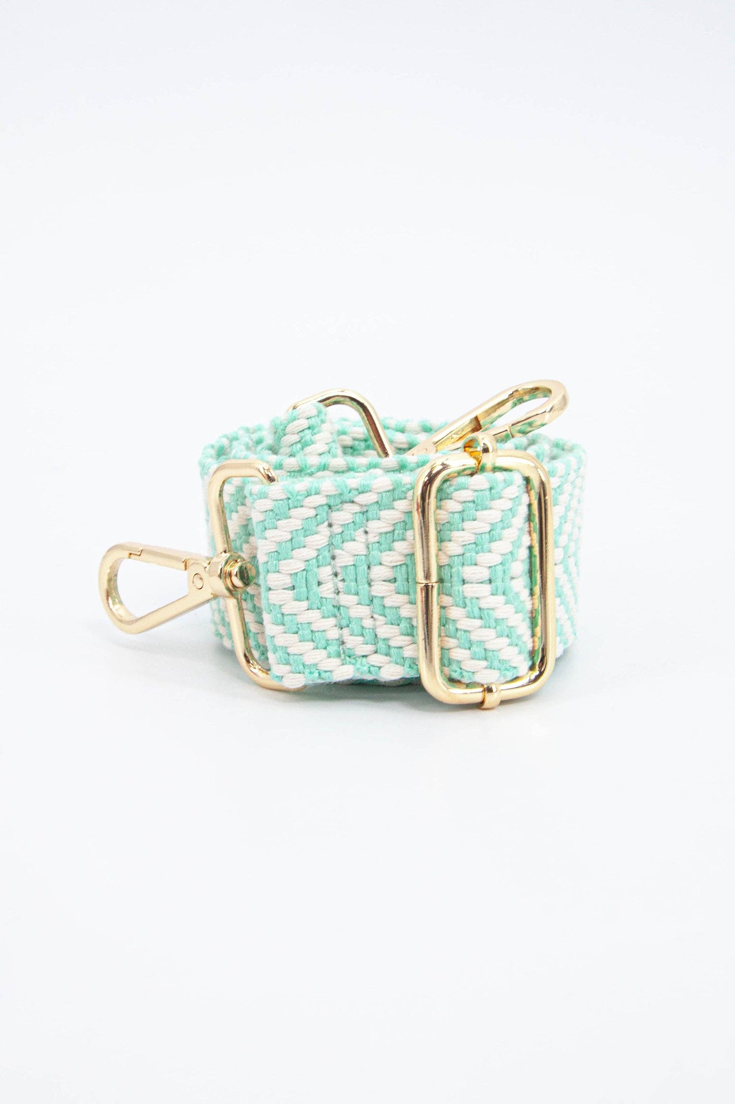 Woven Chevron Print Bag strap in Mint Green - Pursenalities_uk
