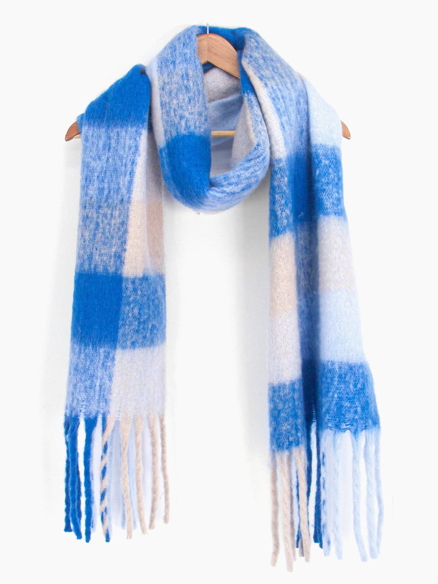 Allie Heavyweight Scarf - Royal Blue, Square Colour Block - Pursenalities_uk