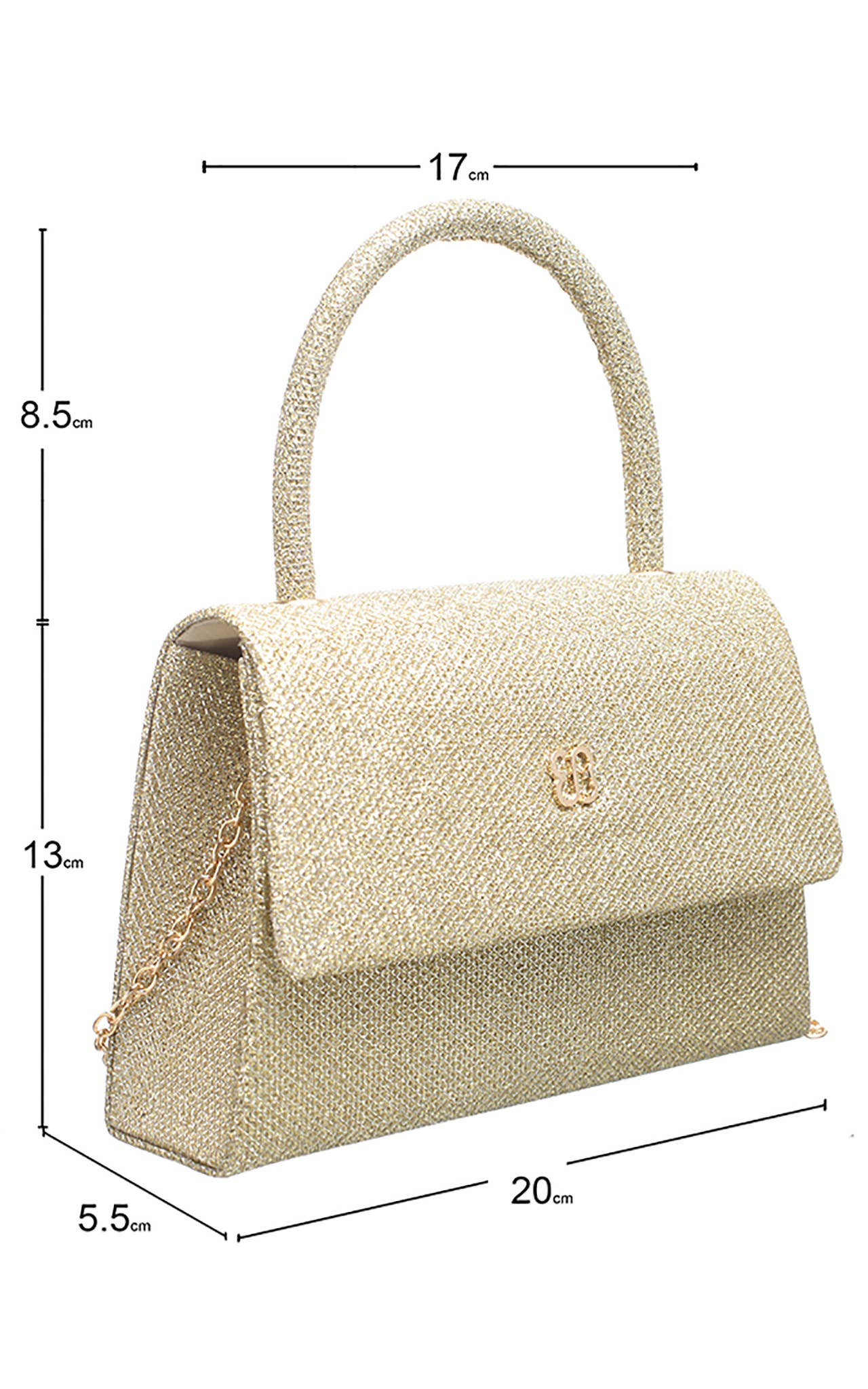 GLITTER TOP HANDLE FLAP OVER CLUTCH BAG