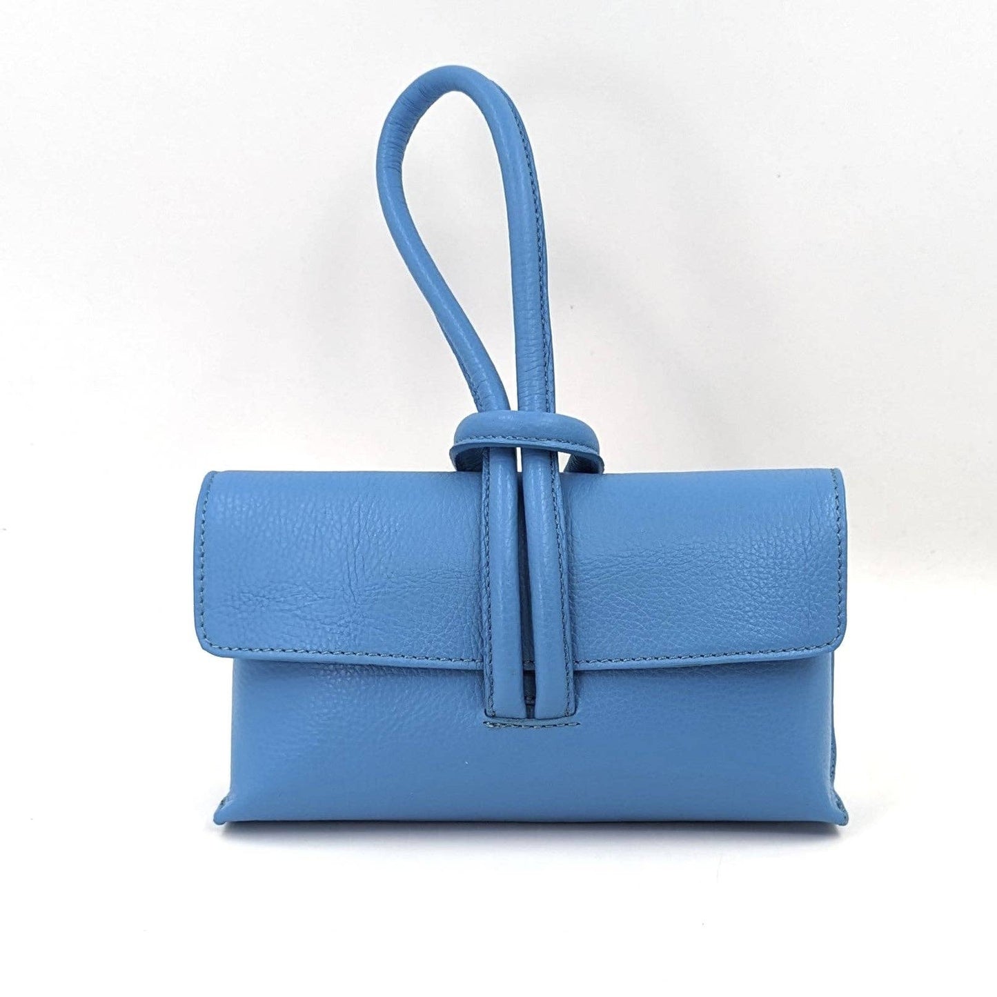 Chic leather clutch bag with pull through loop strap