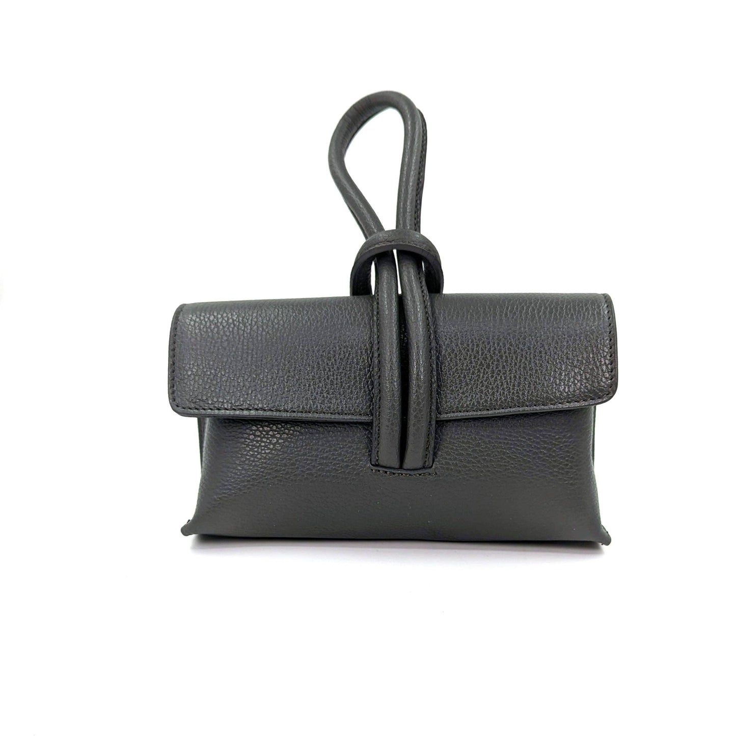 Chic leather clutch bag with pull through loop strap