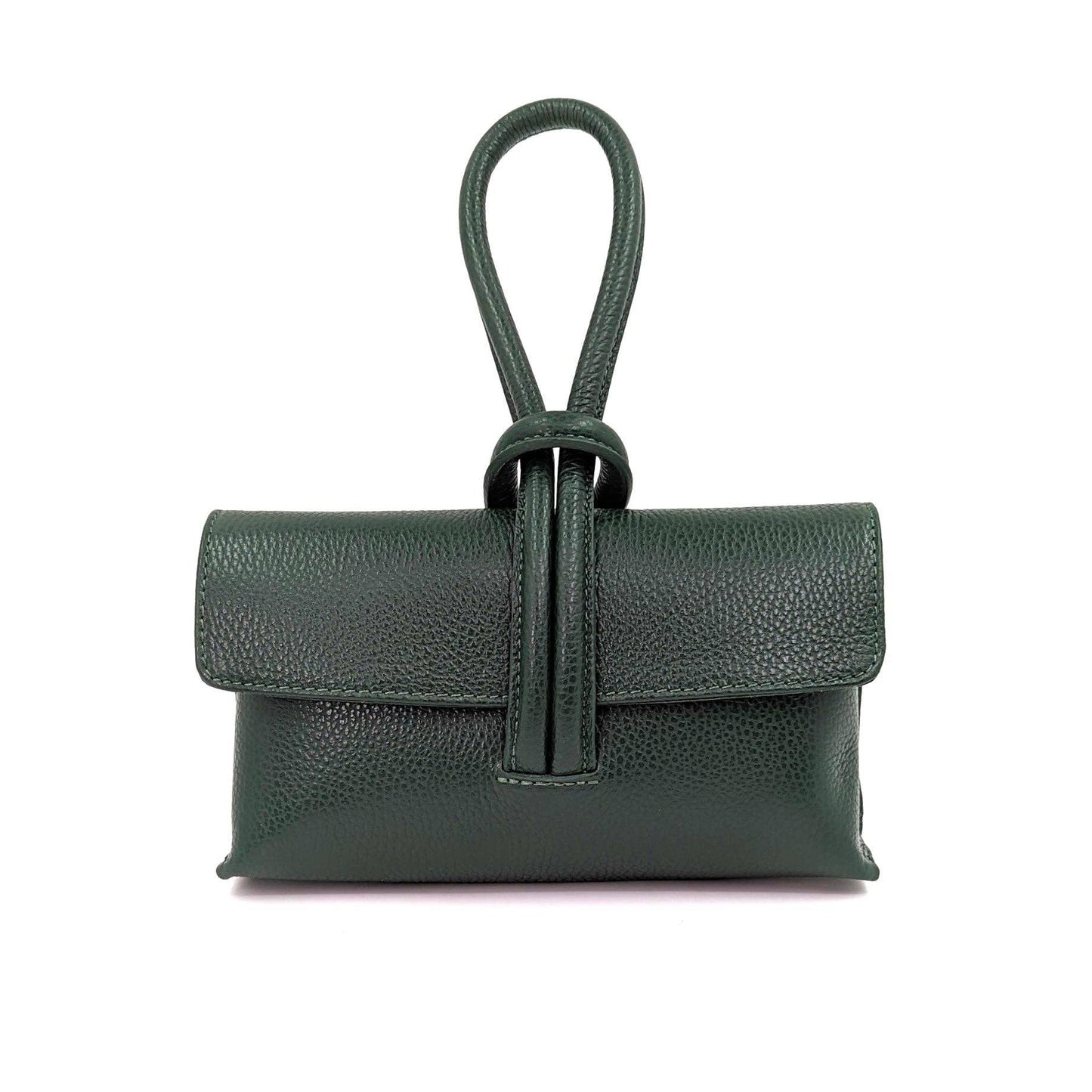 Chic leather clutch bag with pull through loop strap