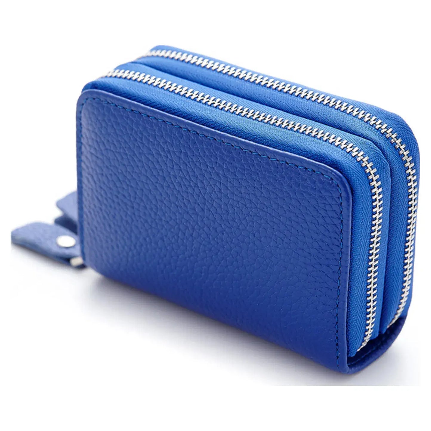RFID Real Leather Double Zip Card Holder Coin Purse -1904