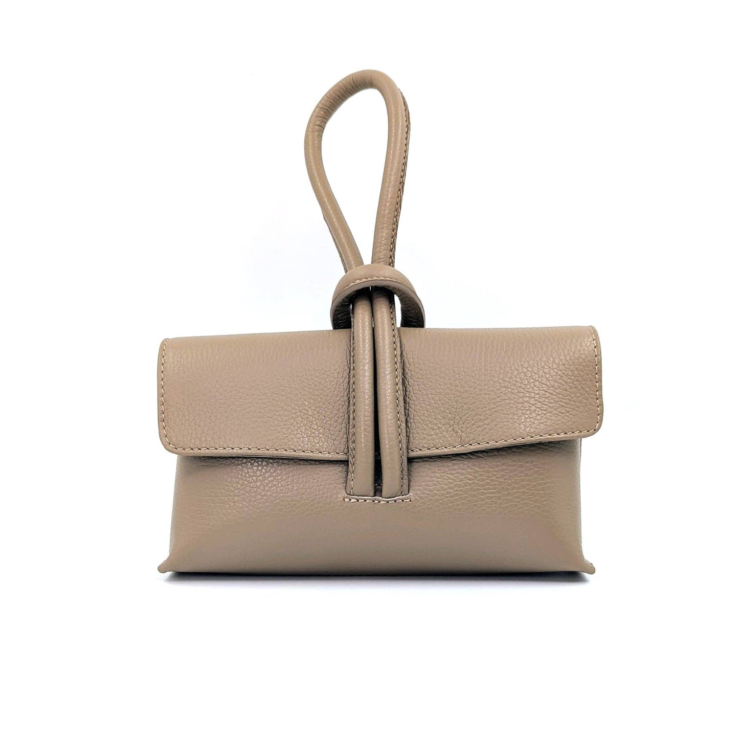 Chic leather clutch bag with pull through loop strap