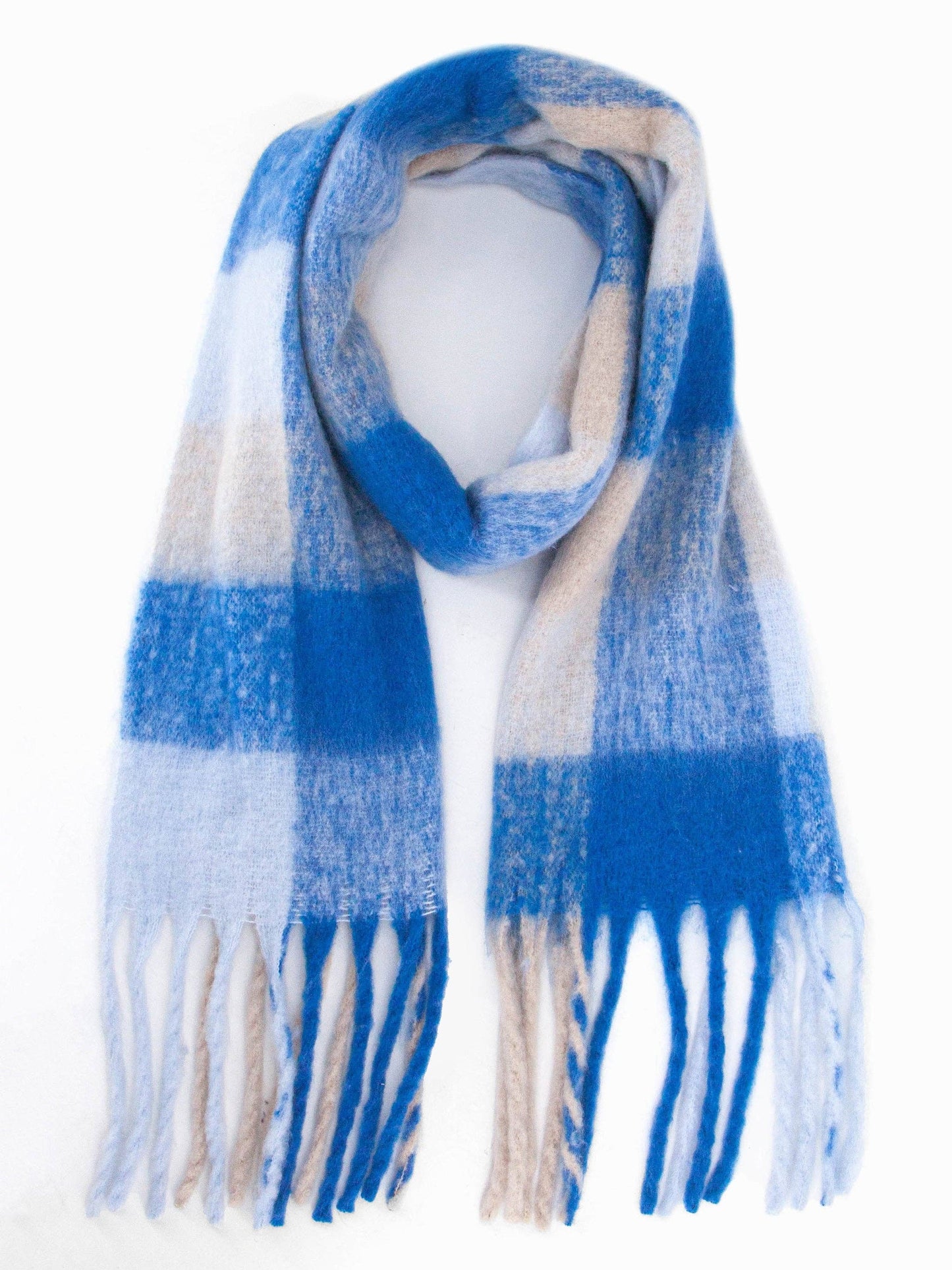 Allie Heavyweight Scarf - Royal Blue, Square Colour Block - Pursenalities_uk