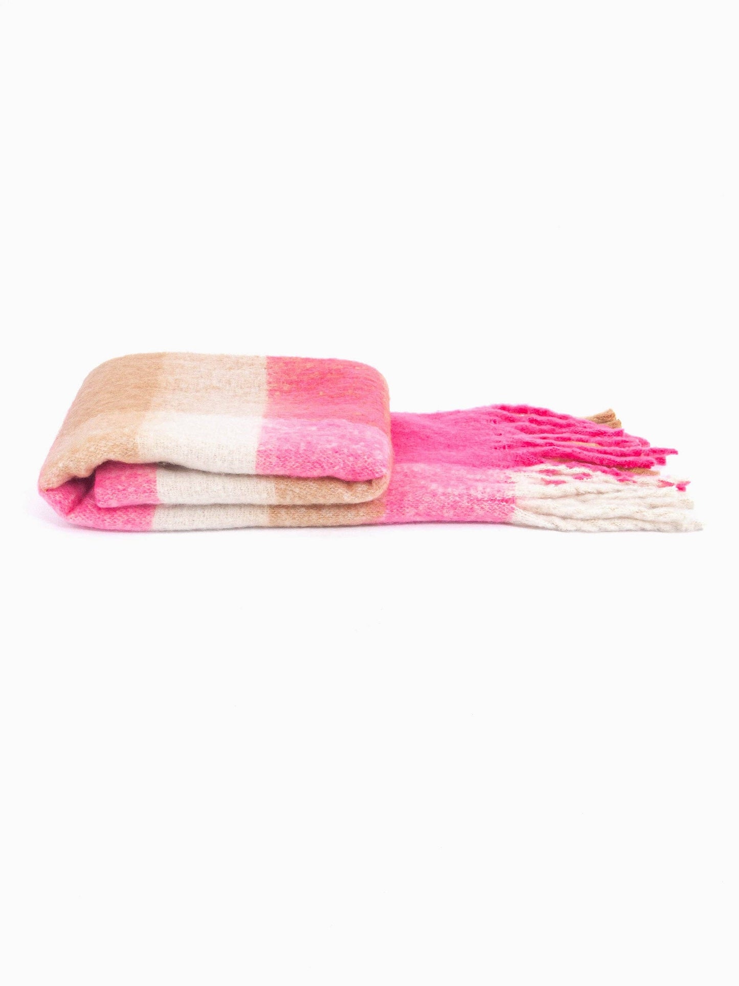 Allie Heavyweight Scarf - Pink, Square Colour Block - Pursenalities_uk