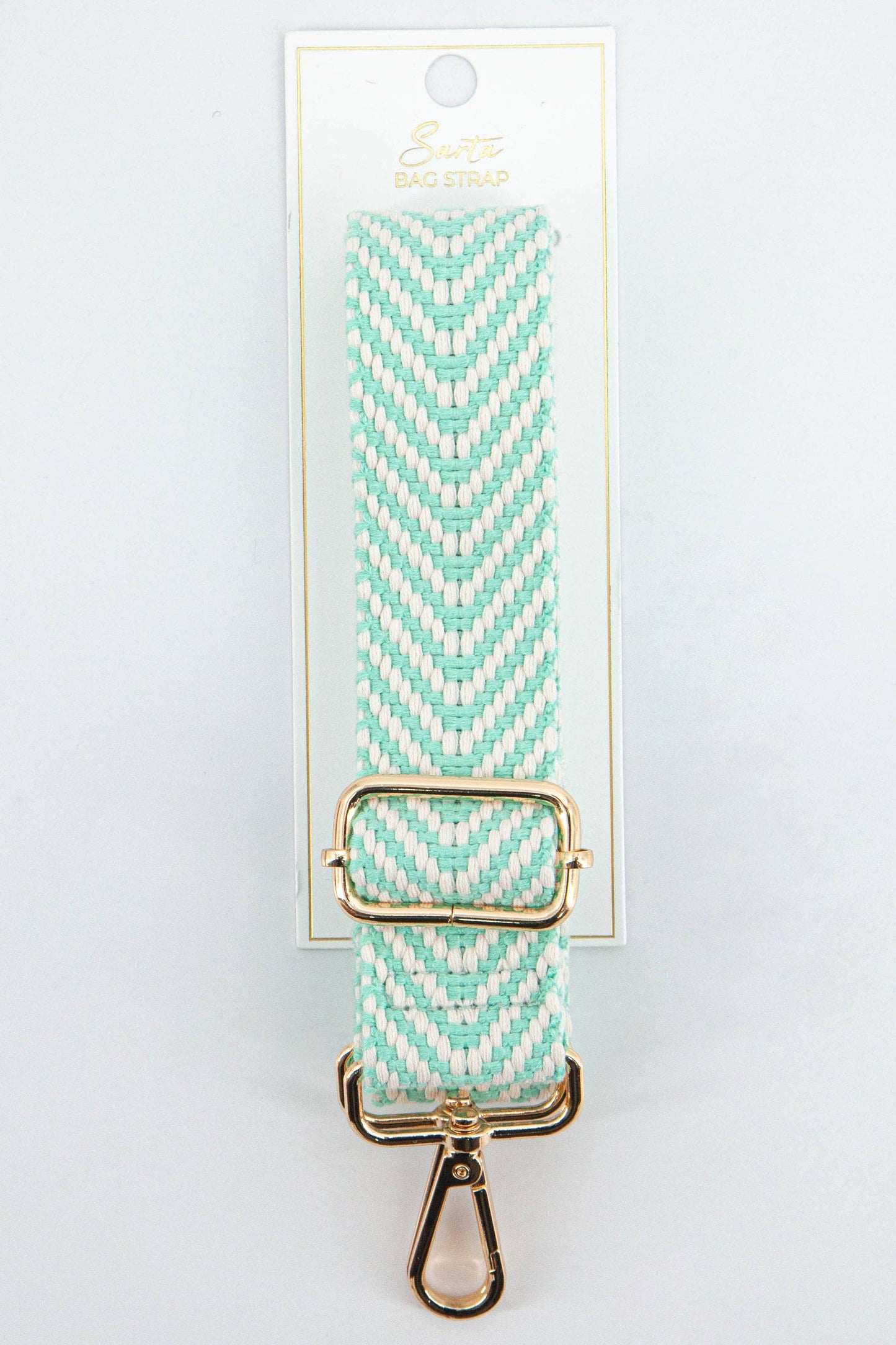 Woven Chevron Print Bag strap in Mint Green - Pursenalities_uk