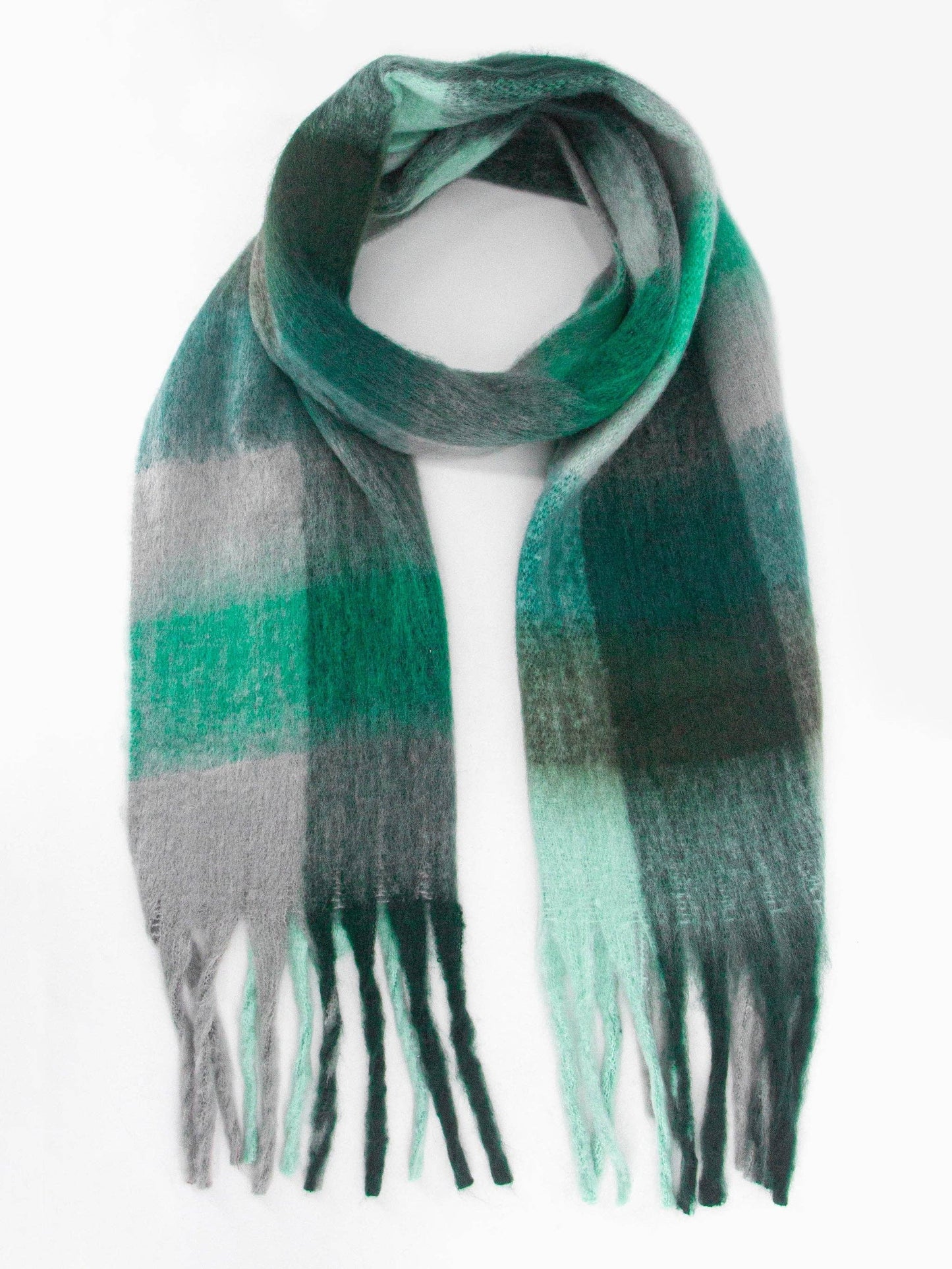 Allie Heavyweight Scarf - Teal, Square Colour Block - Pursenalities_uk