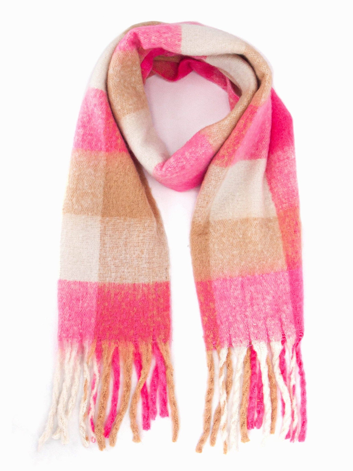 Allie Heavyweight Scarf - Pink, Square Colour Block - Pursenalities_uk