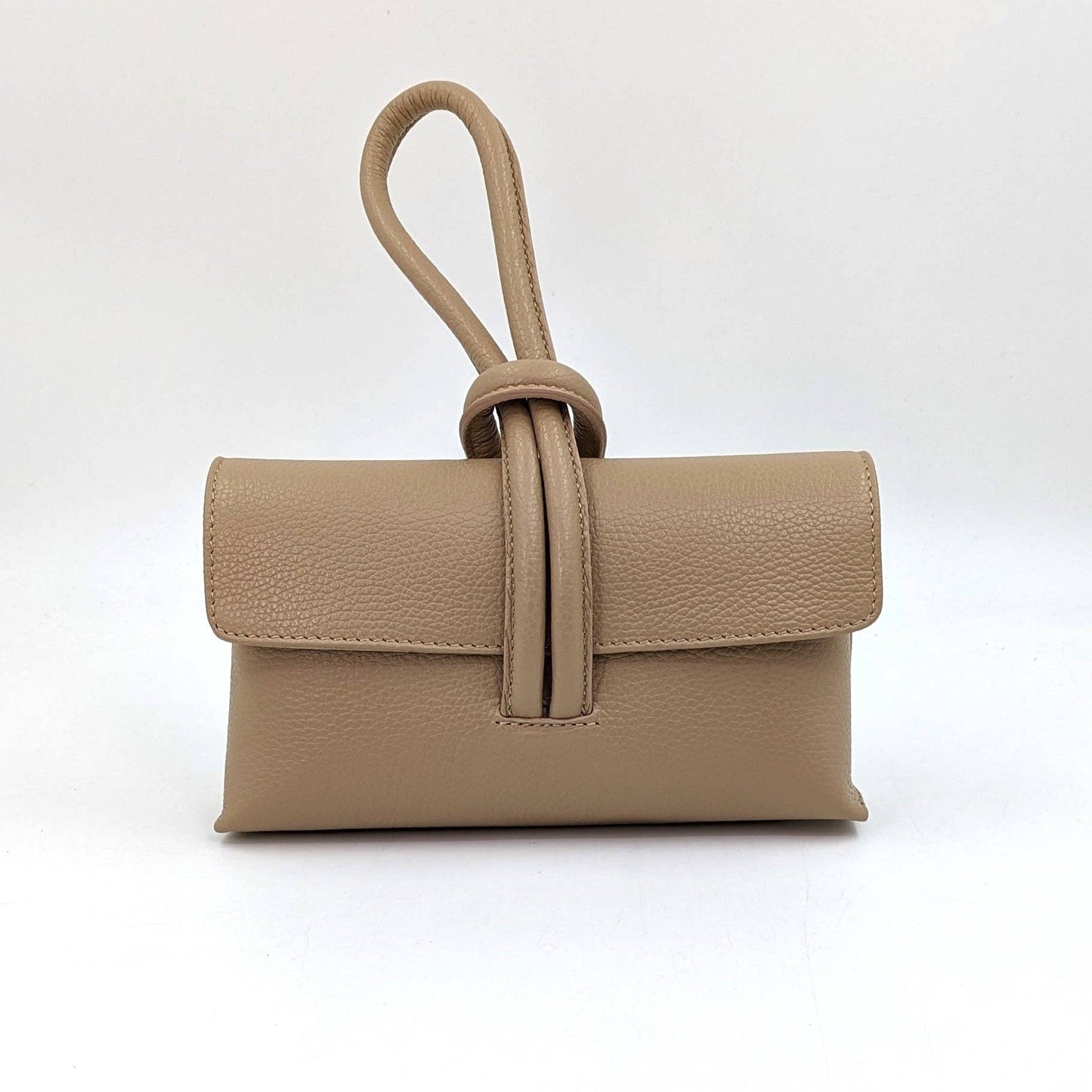 Chic leather clutch bag with pull through loop strap