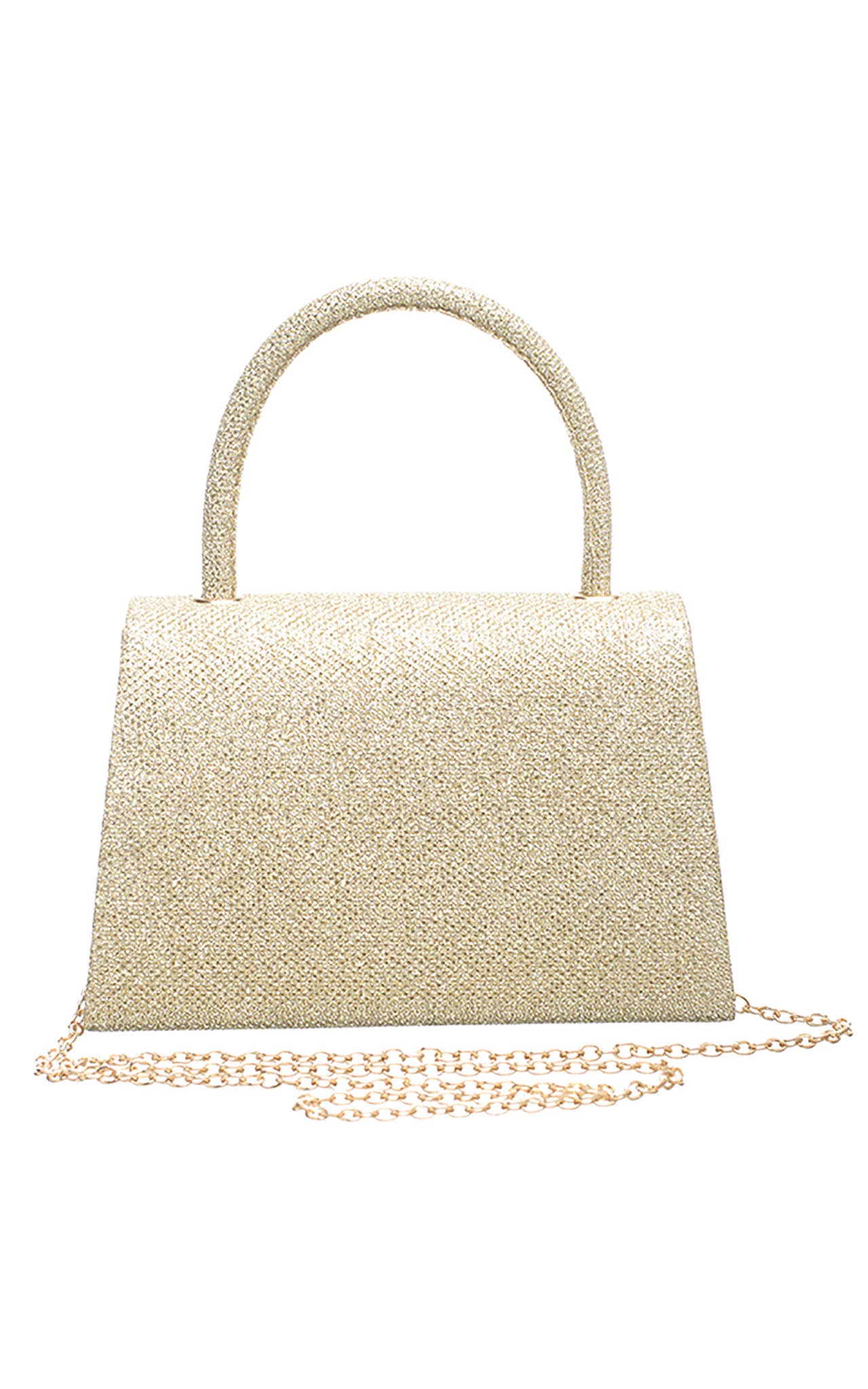 GLITTER TOP HANDLE FLAP OVER CLUTCH BAG