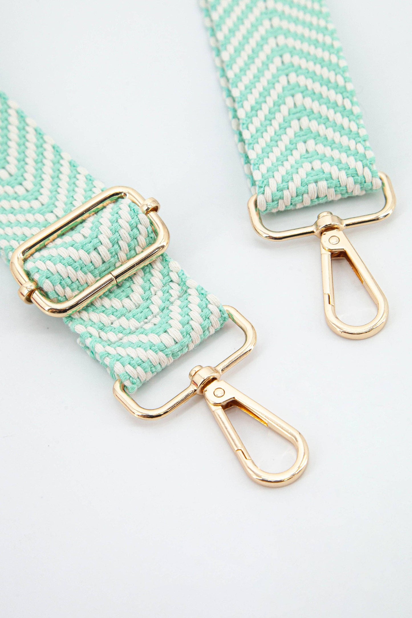 Woven Chevron Print Bag strap in Mint Green - Pursenalities_uk