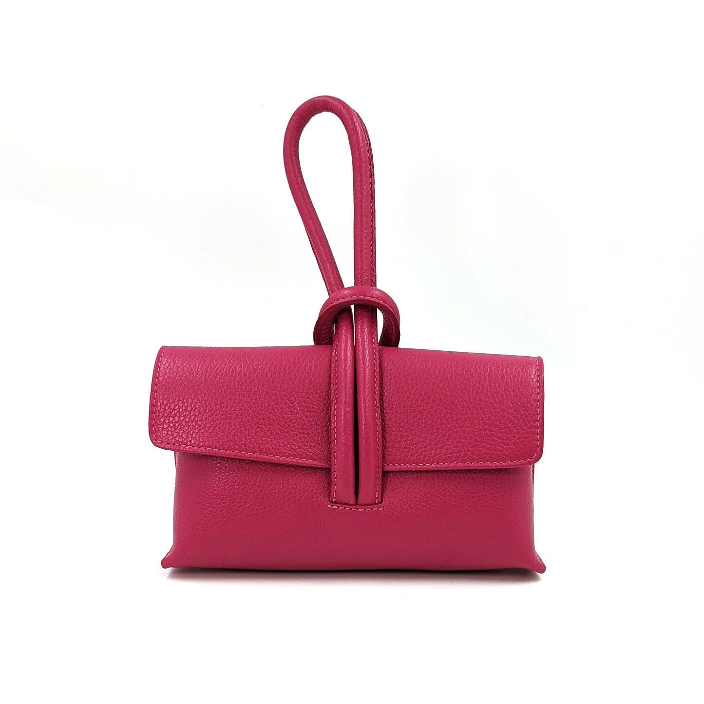 Chic leather clutch bag with pull through loop strap