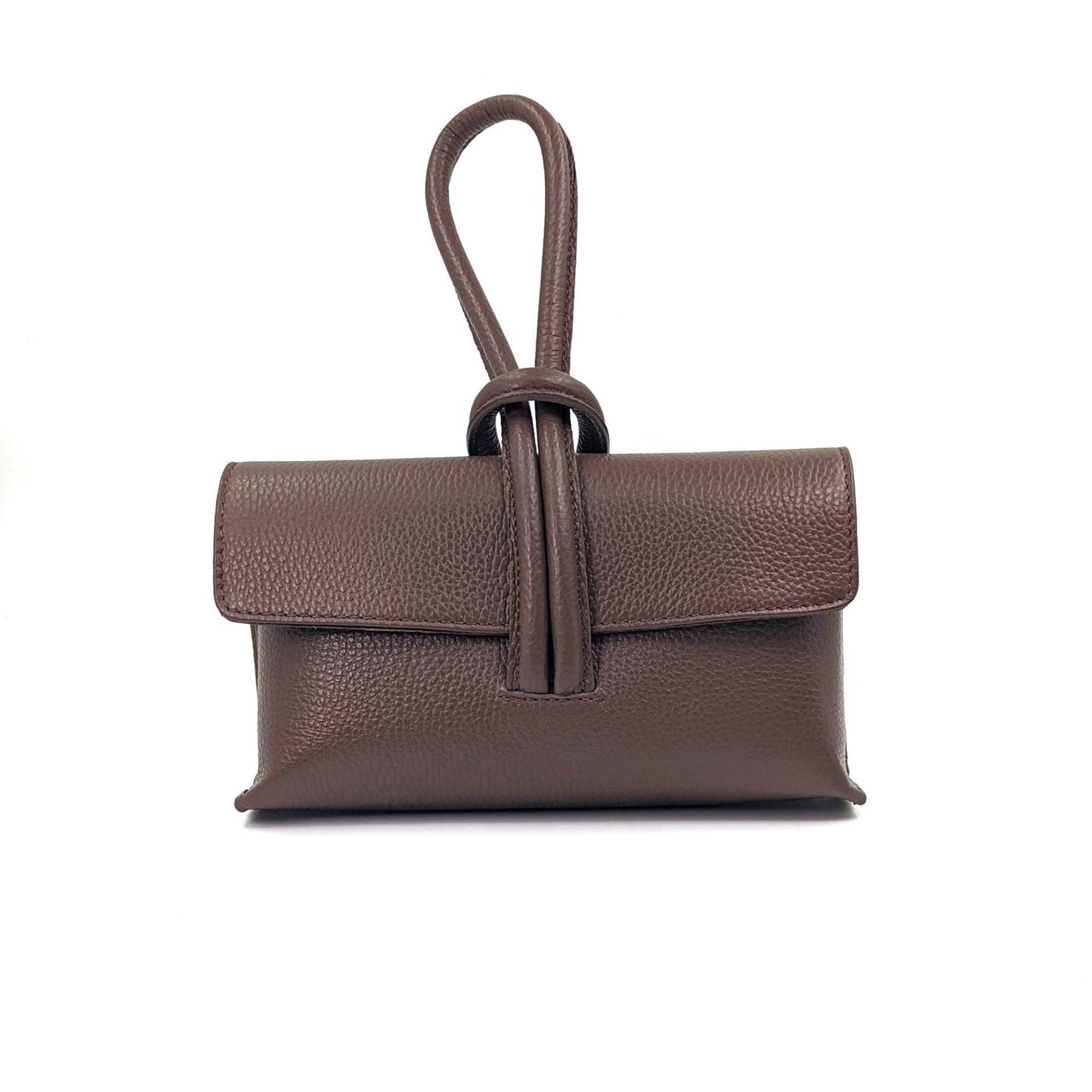 Chic leather clutch bag with pull through loop strap
