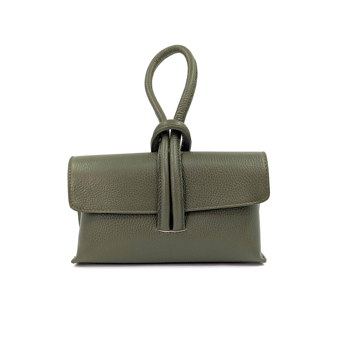 Chic leather clutch bag with pull through loop strap