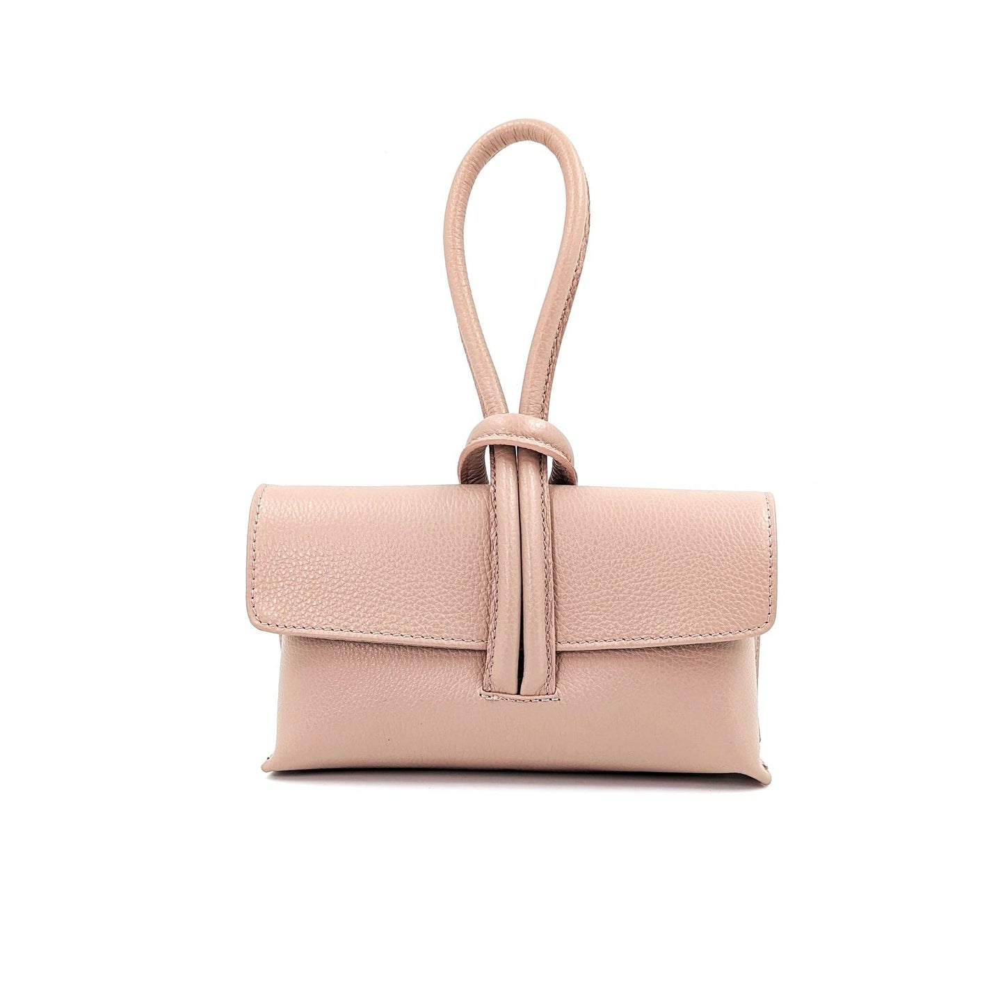 Chic leather clutch bag with pull through loop strap