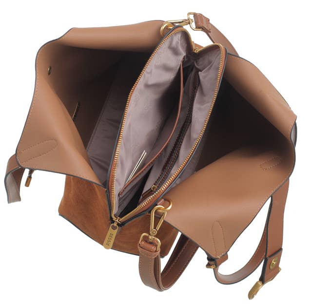 SUEDE SHOULDER BAG WITH CHARM